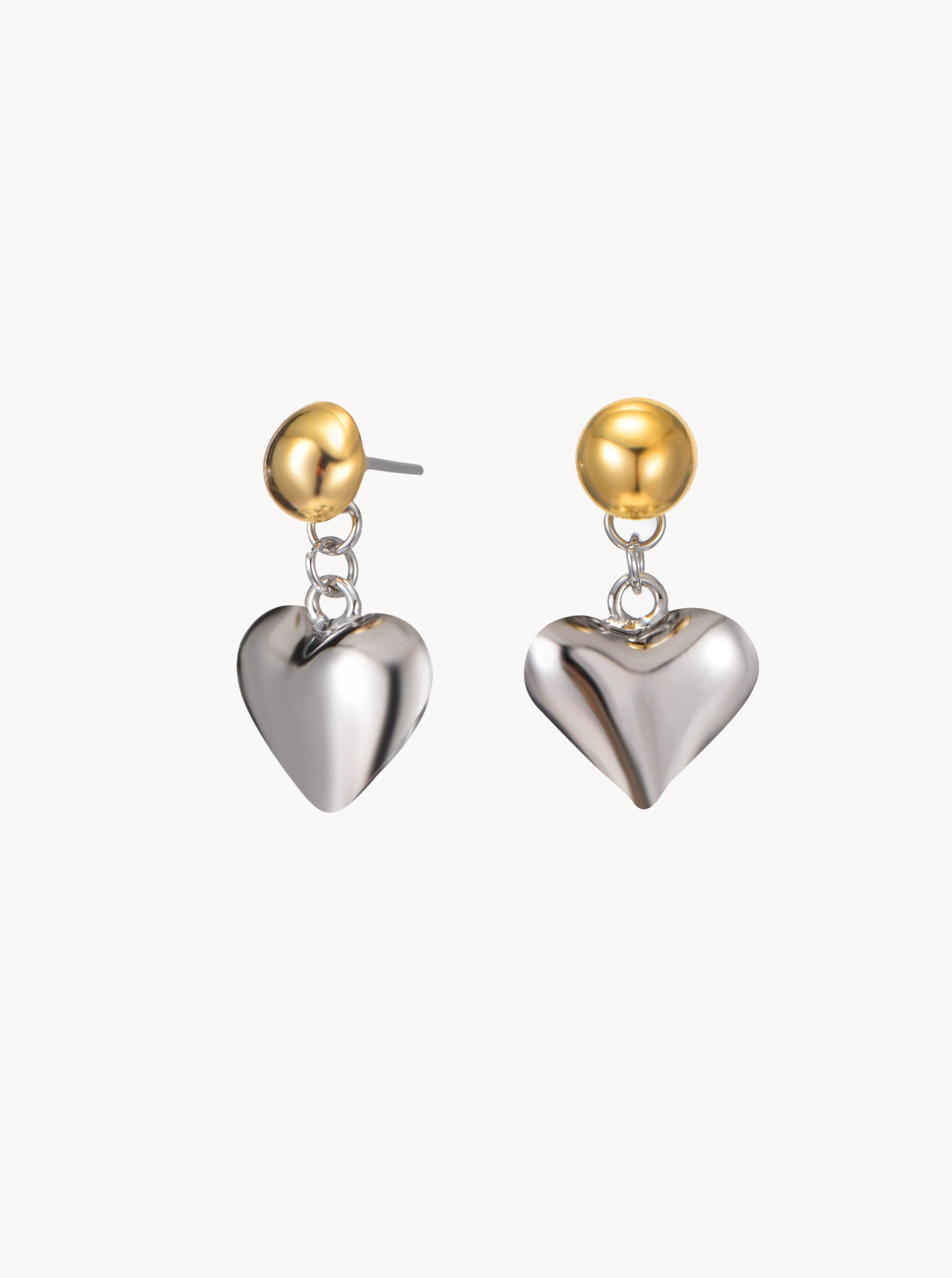Mixed Metal Heart Stud Earrings - Kuri Jewelry