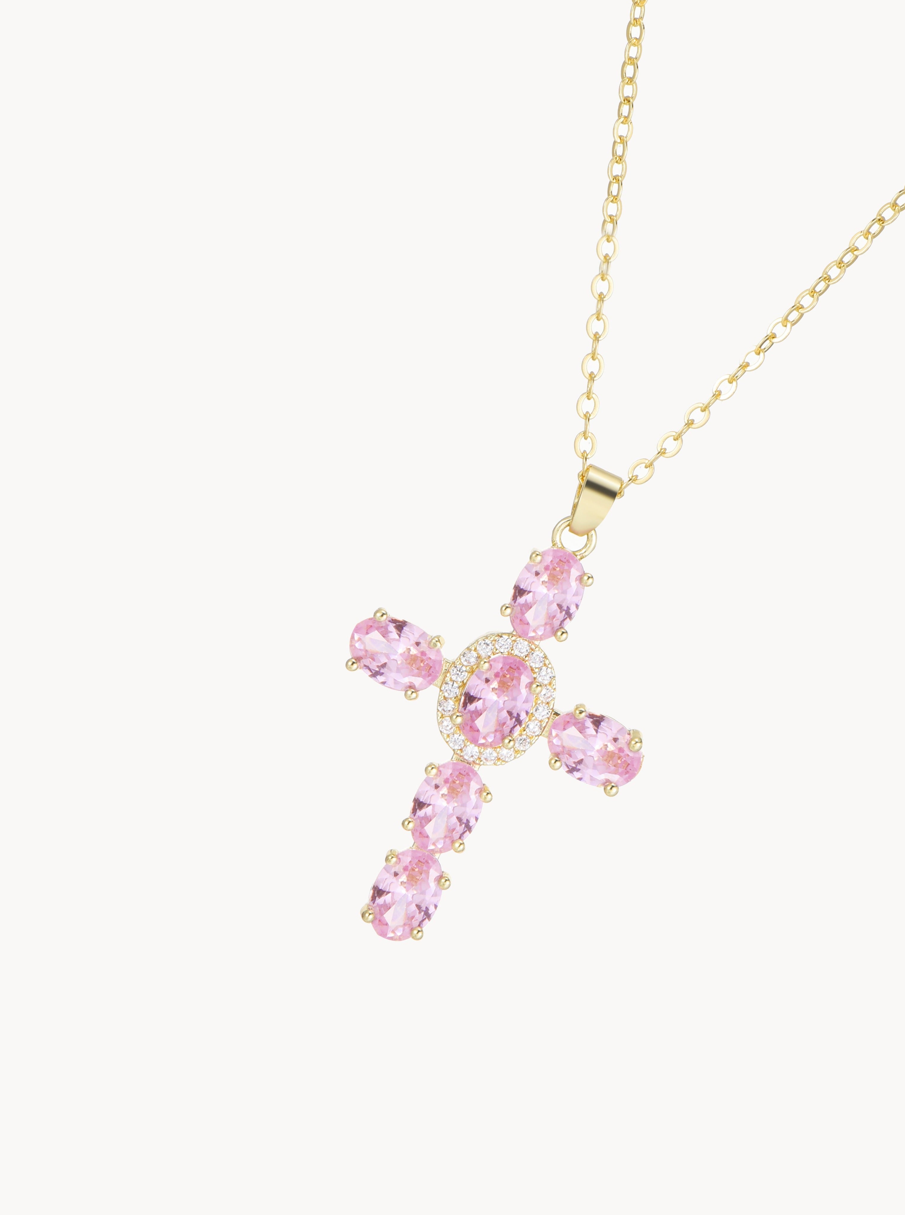 Elvira Pink Cross Necklace - Kuri Jewelry
