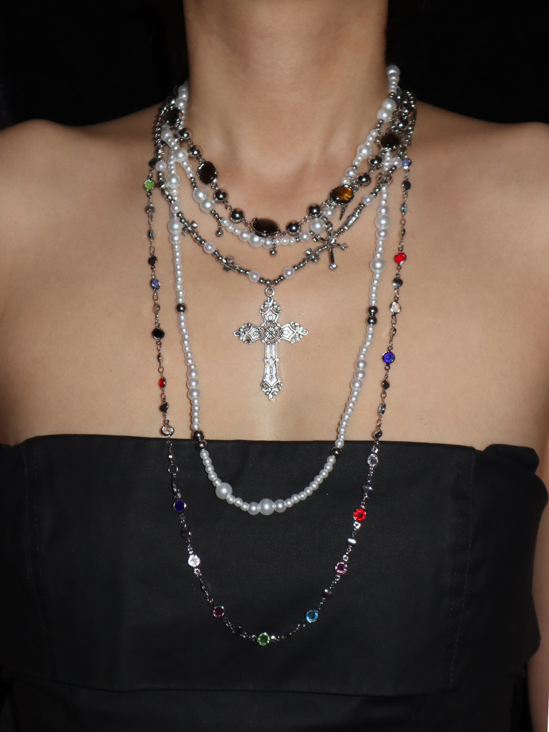 Gill Pearl Cross Necklace - Kuri Jewelry