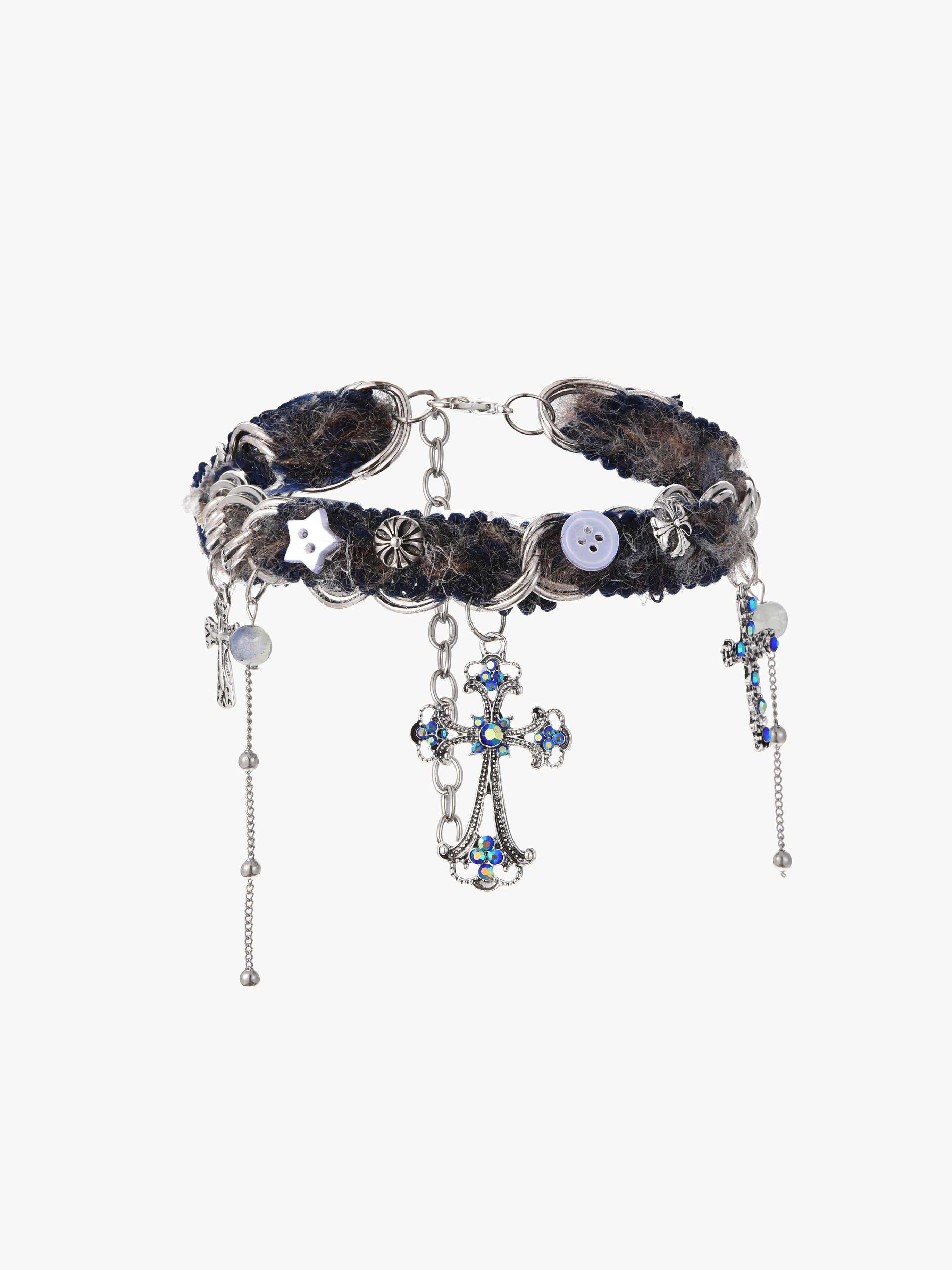 Gothic Blaues Kreuz Kette