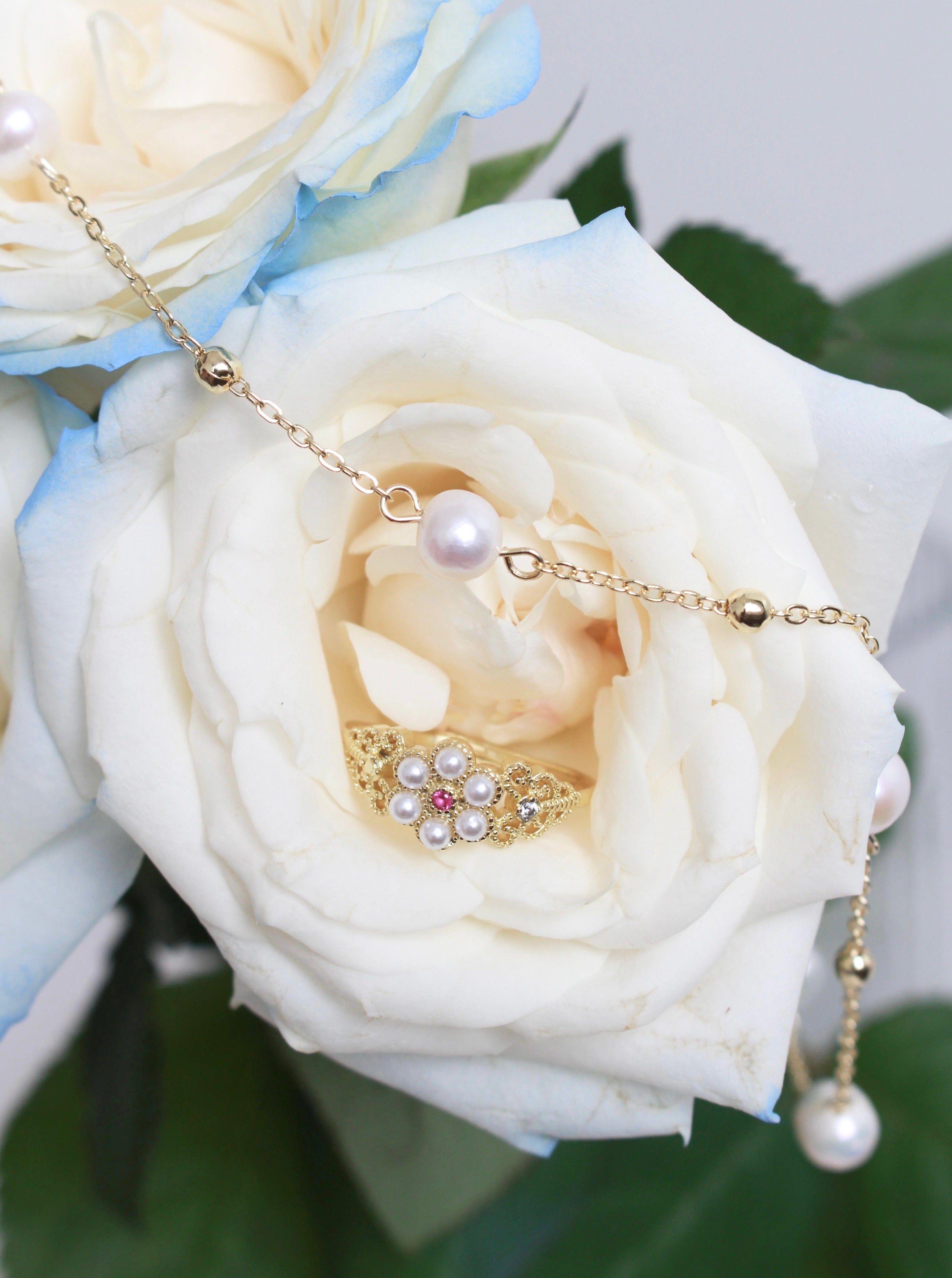 Rachel Pearl Flower Ring - Kuri Jewelry