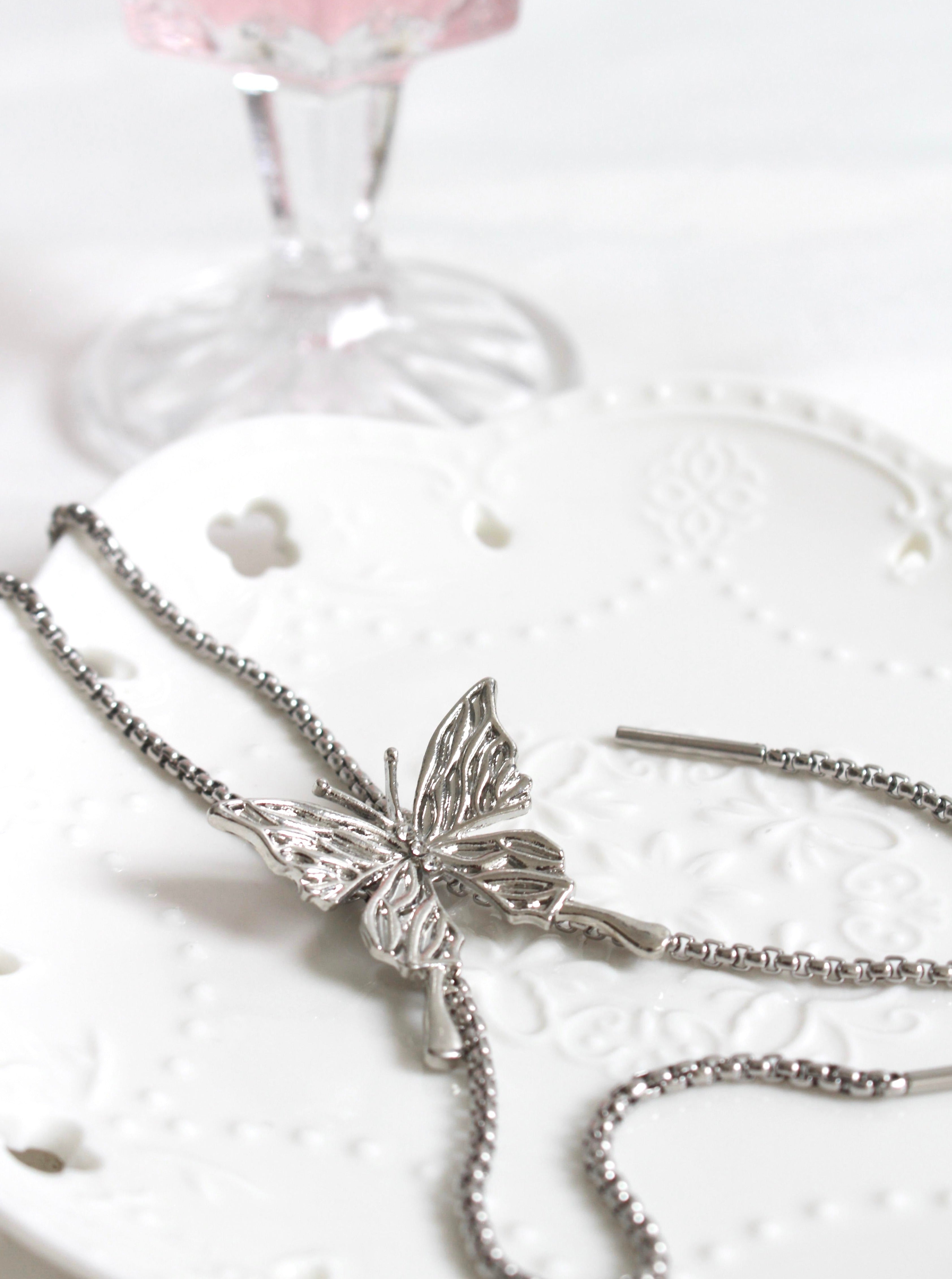 Eileen Silver Butterfly Necklace - Kuri Jewelry