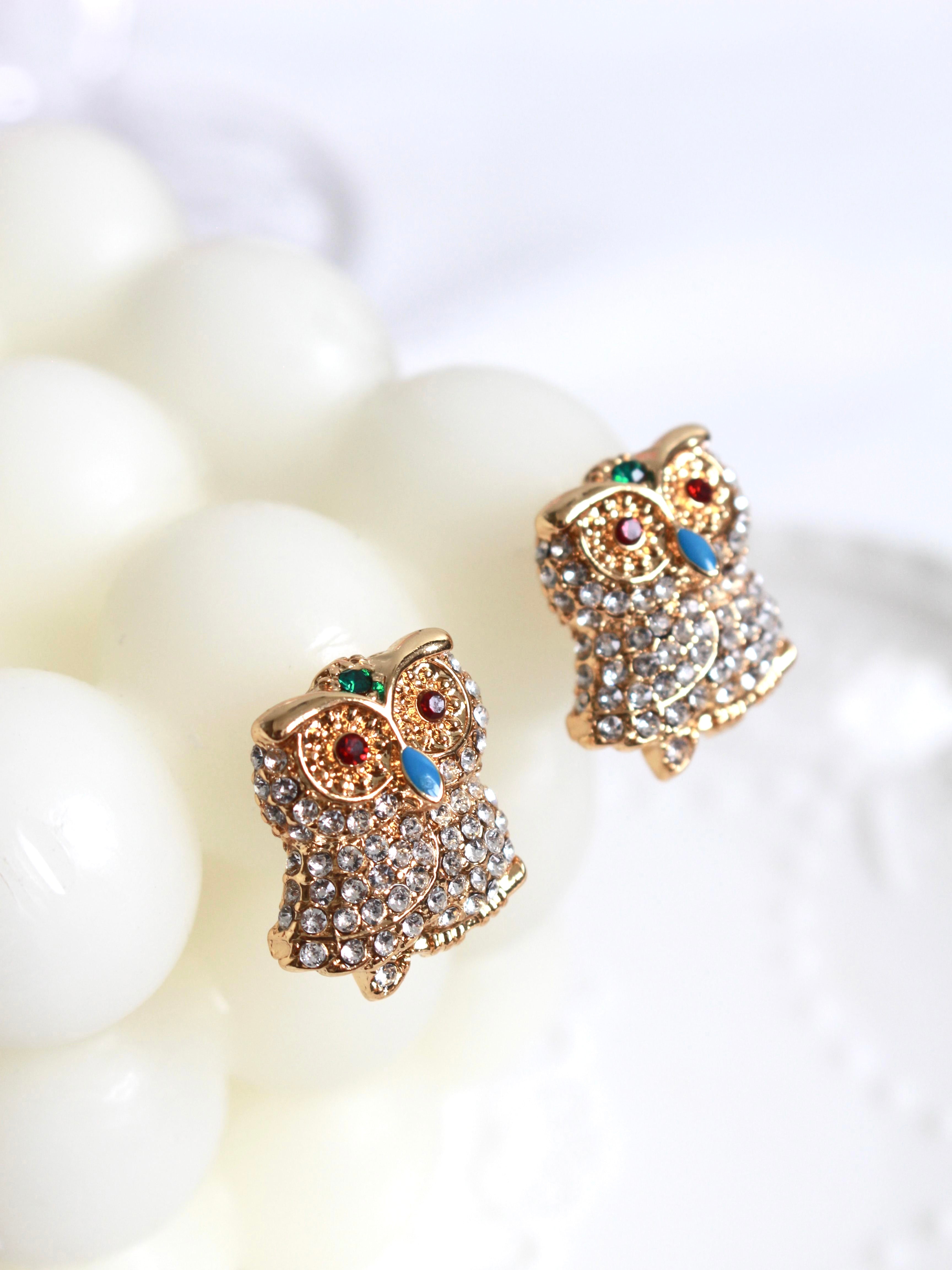 Gold Owl Earrings - Kuri Jewelry