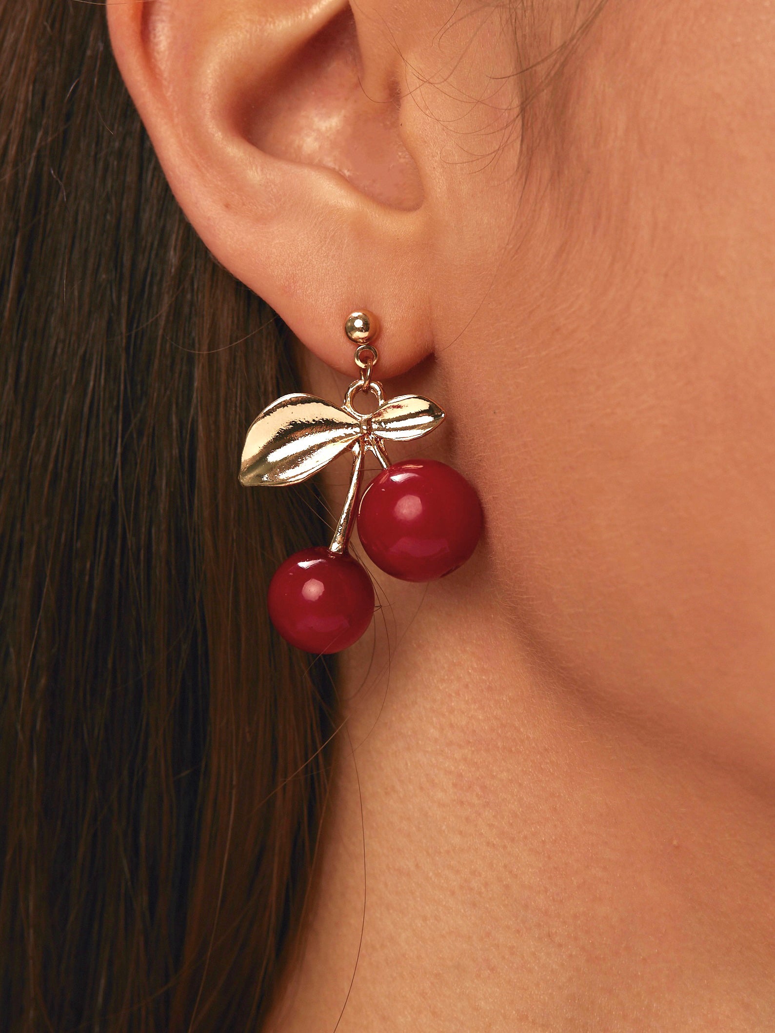 Lisa Golden Cherry Earrings - Kuri Jewelry