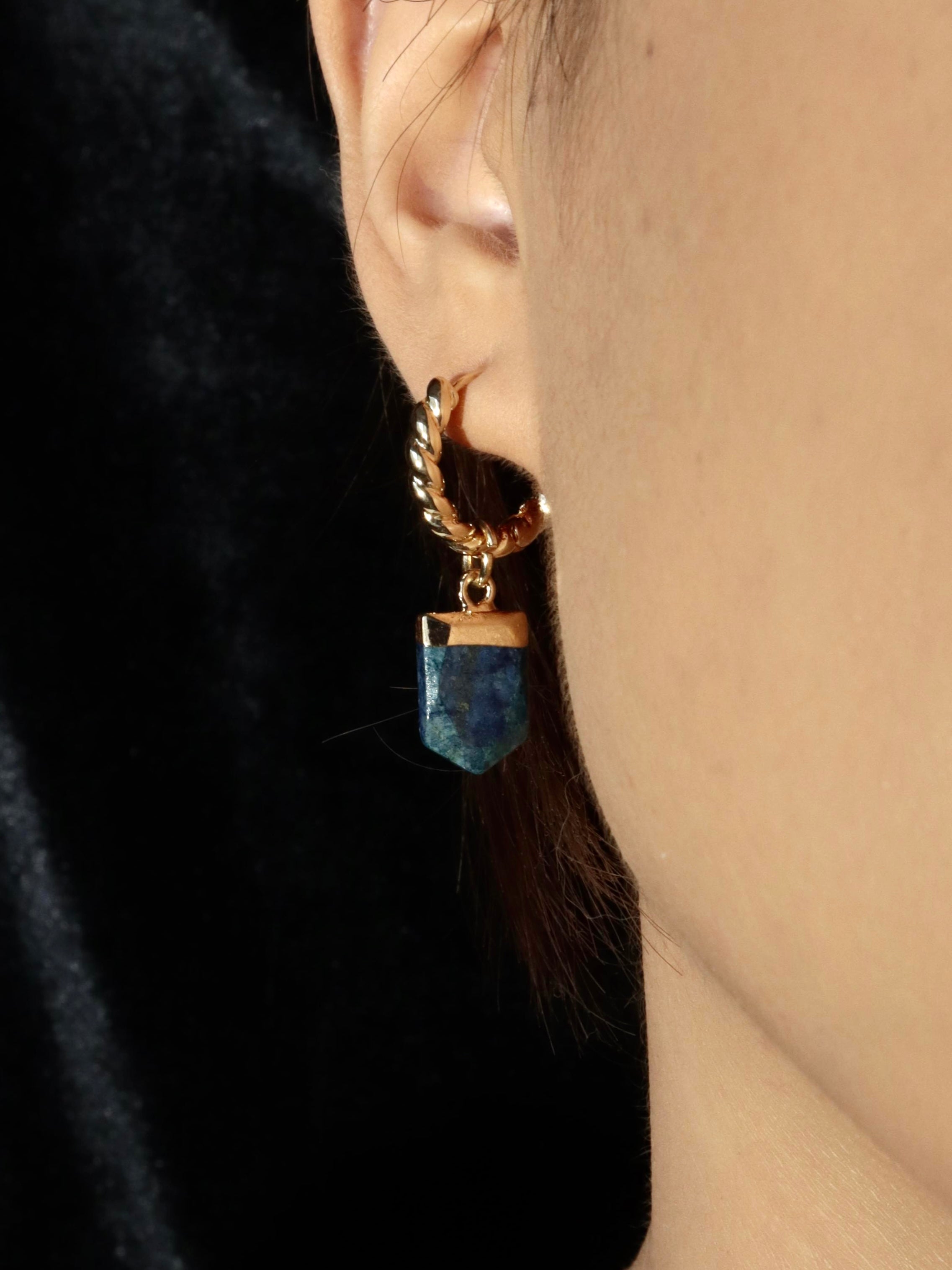 Phoebe Blue Golden Hoop Earrings - Kuri Jewelry