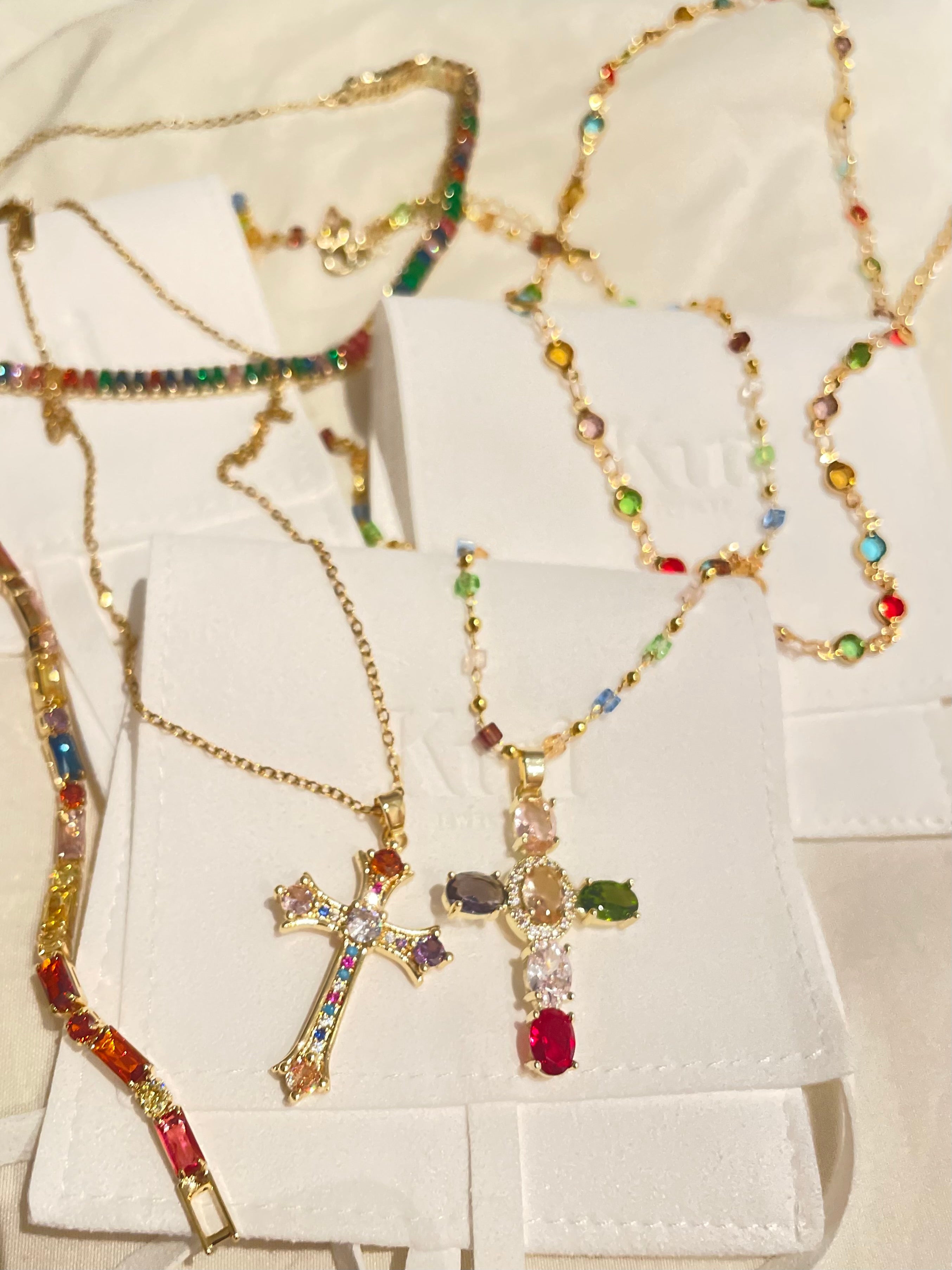 Mamie Colorful Cross Beaded Necklace - Kuri Jewelry