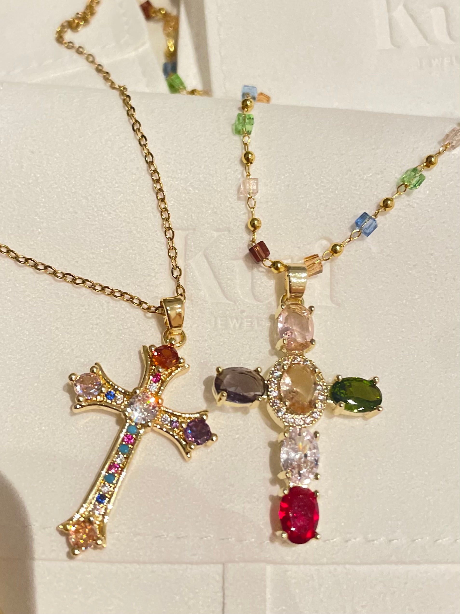 Mamie Colorful Cross Beaded Necklace - Kuri Jewelry