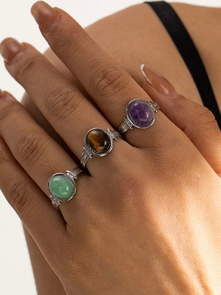 Hilary Green Stone Silver Ring - Kuri Jewelry