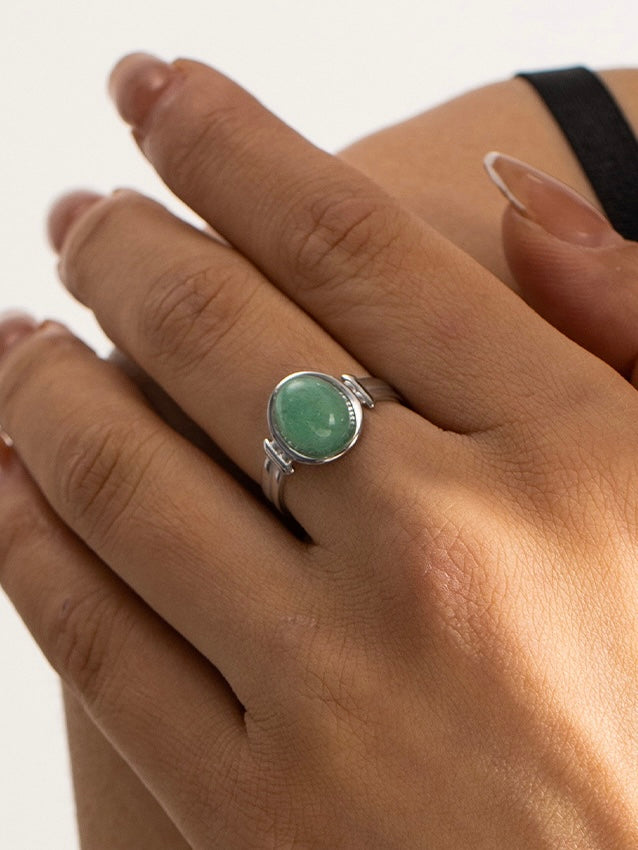 Hilary Green Stone Silver Ring - Kuri Jewelry