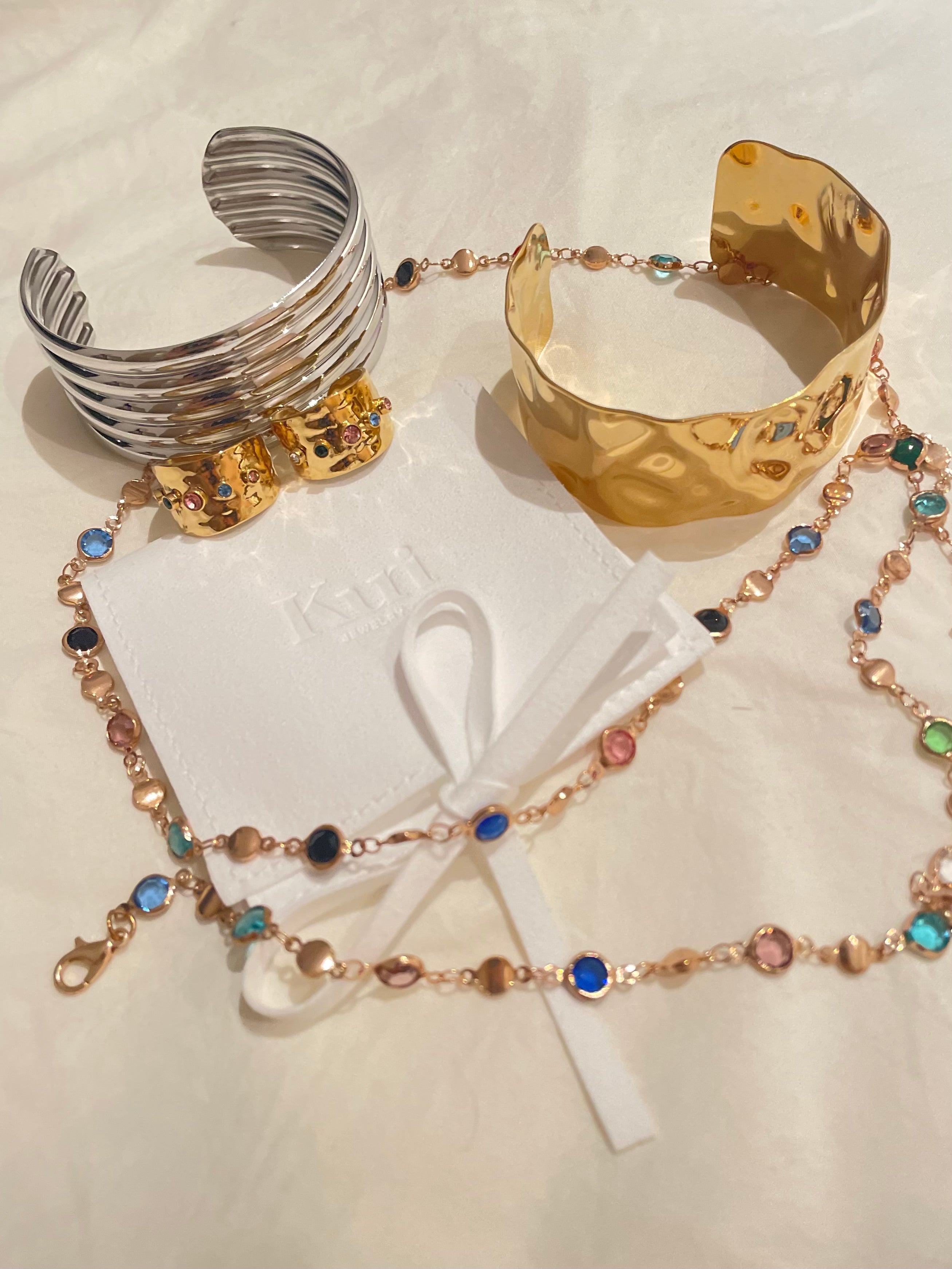 Chunky Wave Texture Golden Bracelet - Kuri Jewelry