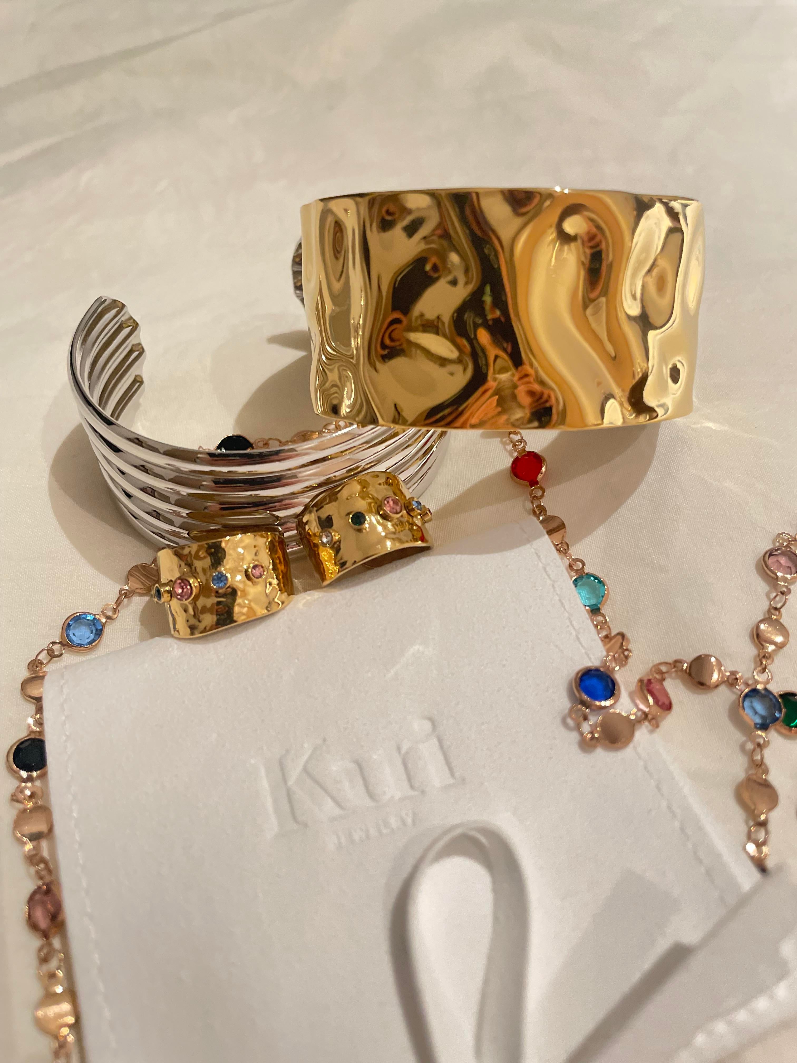 Chunky Wave Texture Golden Bracelet - Kuri Jewelry