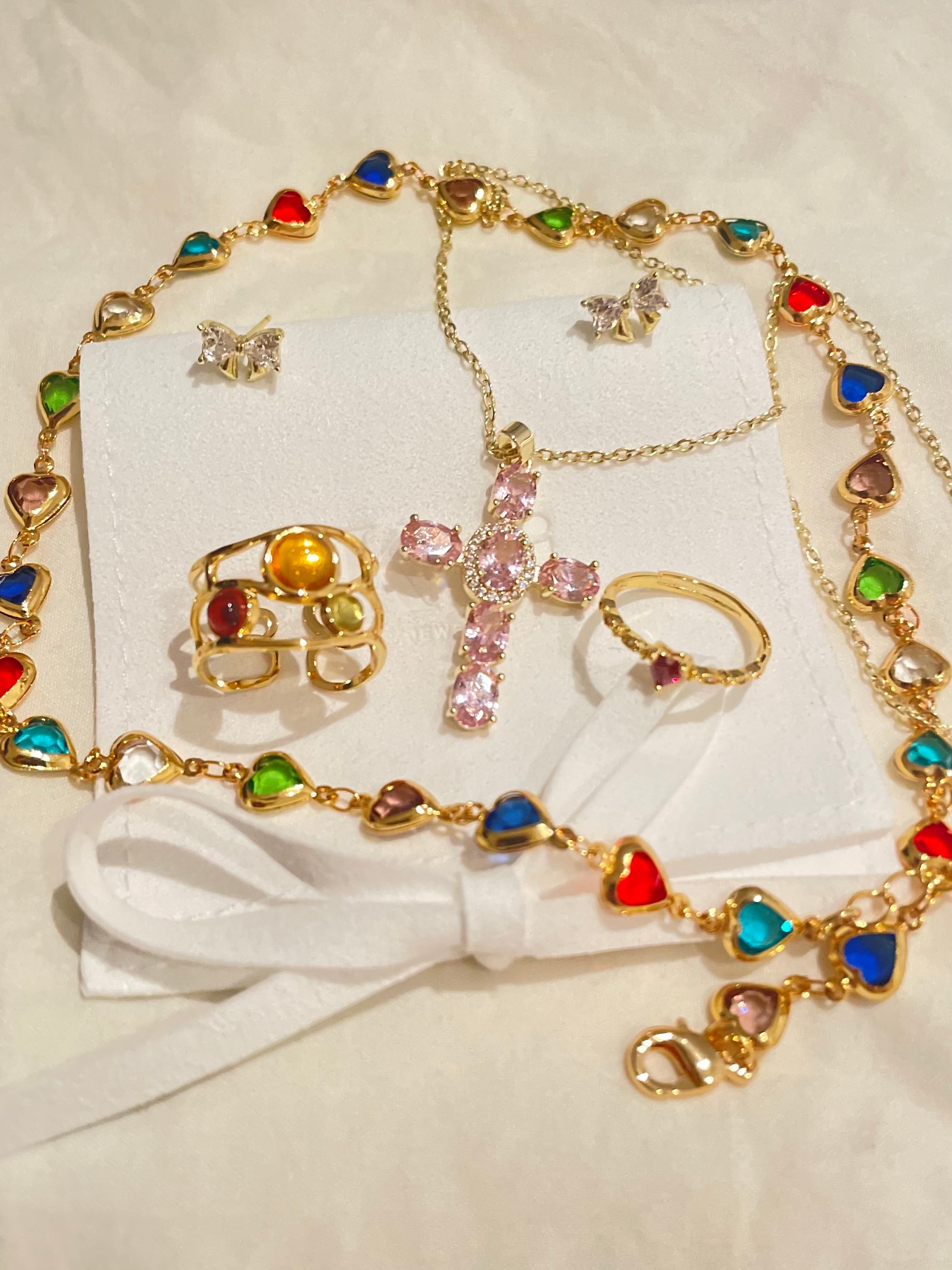 Elvira Pink Cross Necklace - Kuri Jewelry