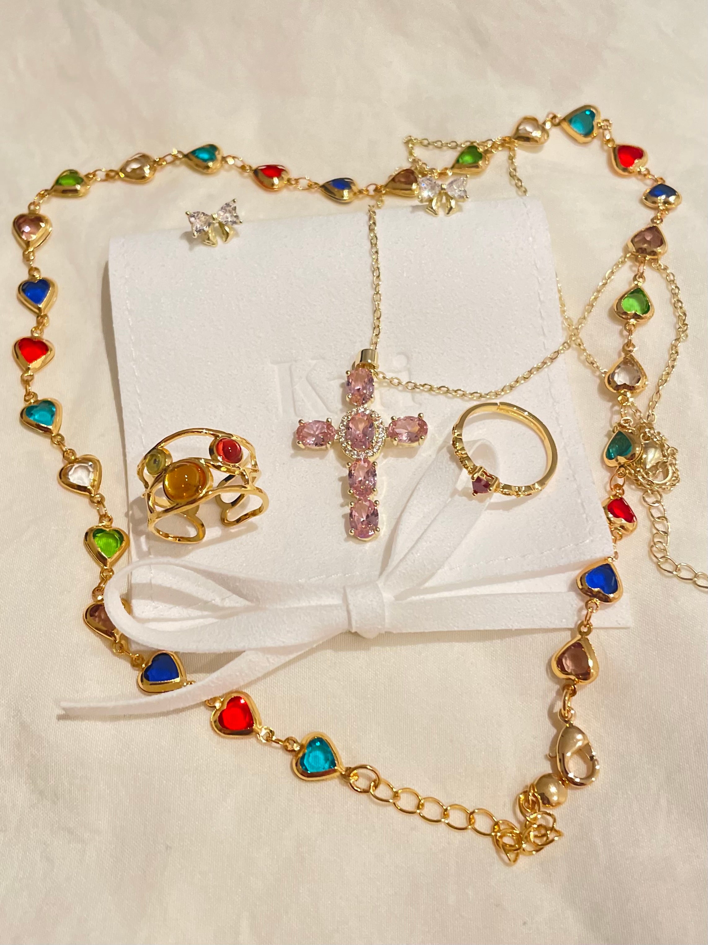 Margaret Colorful Hearts Necklace - Kuri Jewelry