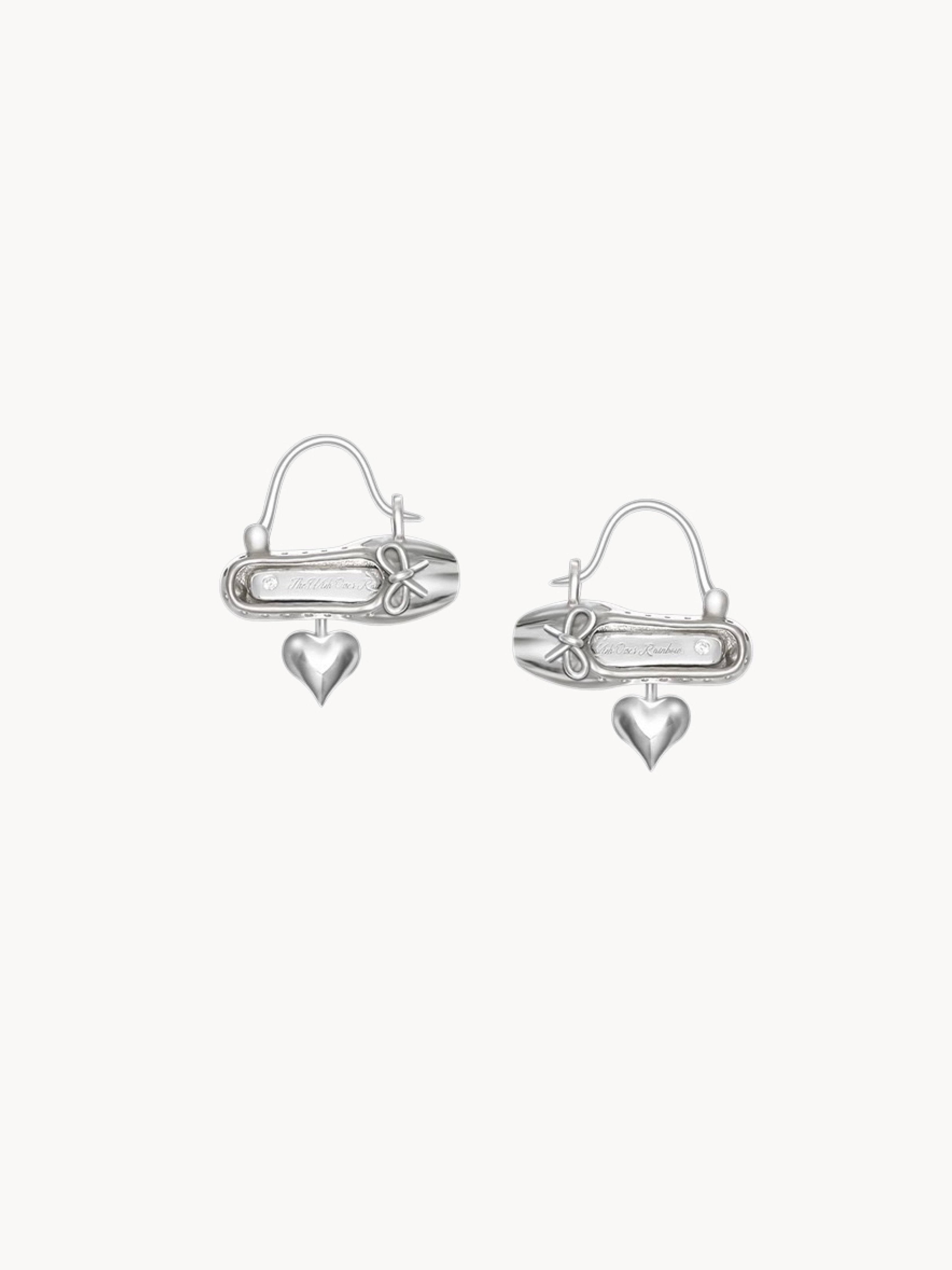 Ballerina Heart Silver Earrings