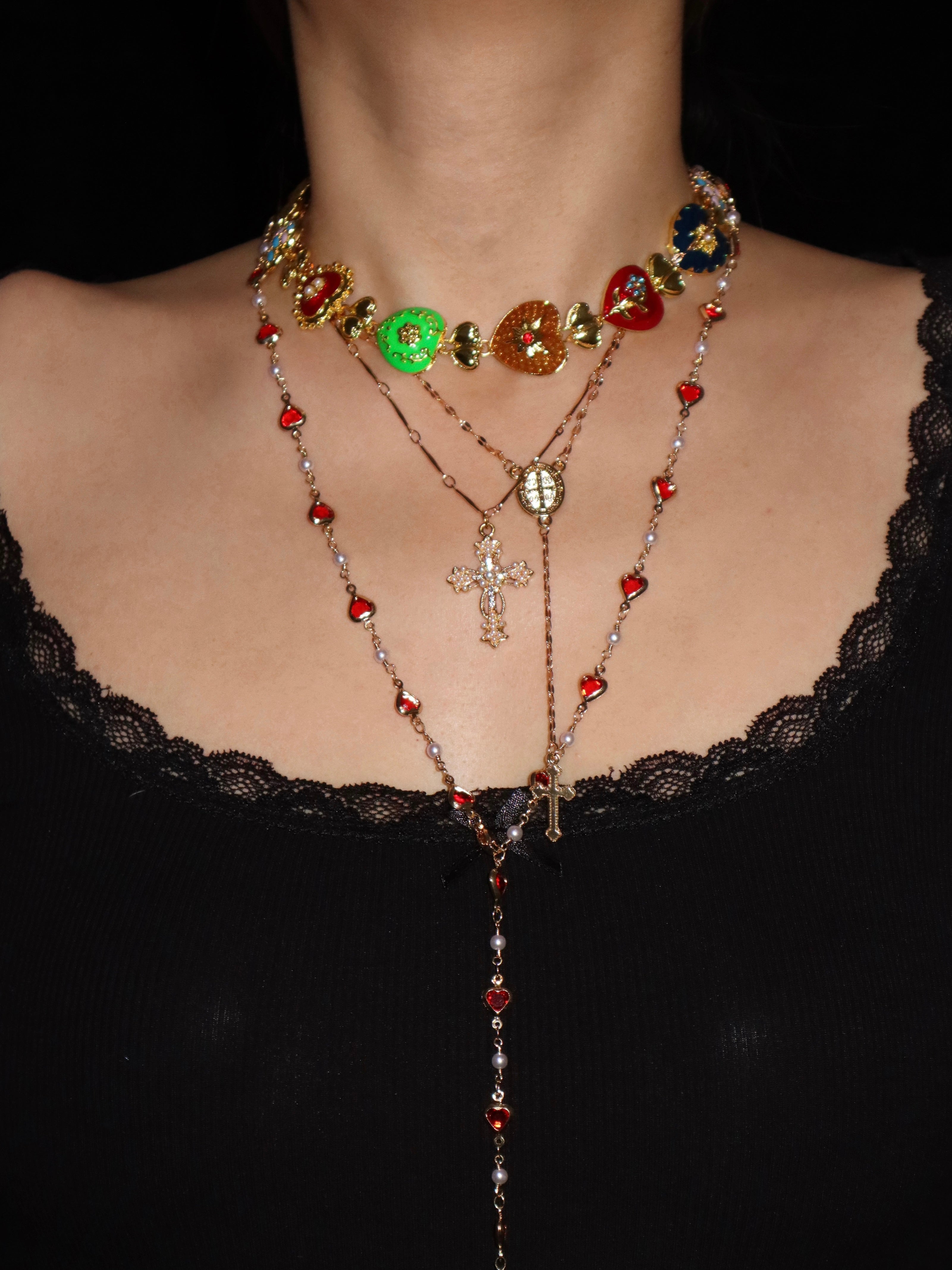 Gloria Cross Lariat Necklace - Kuri Jewelry