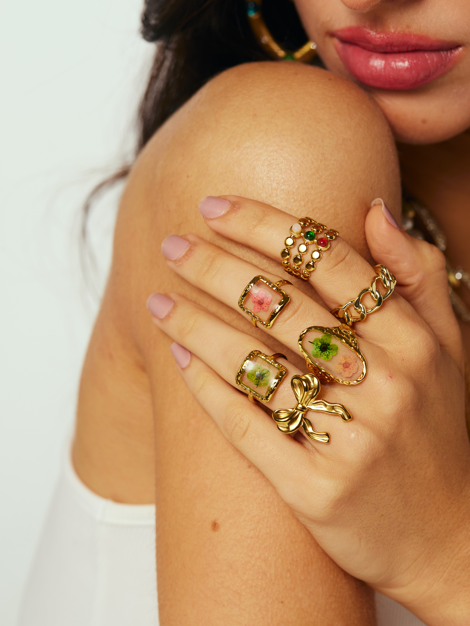 Lilian Flower Golden Ring - Kuri Jewelry
