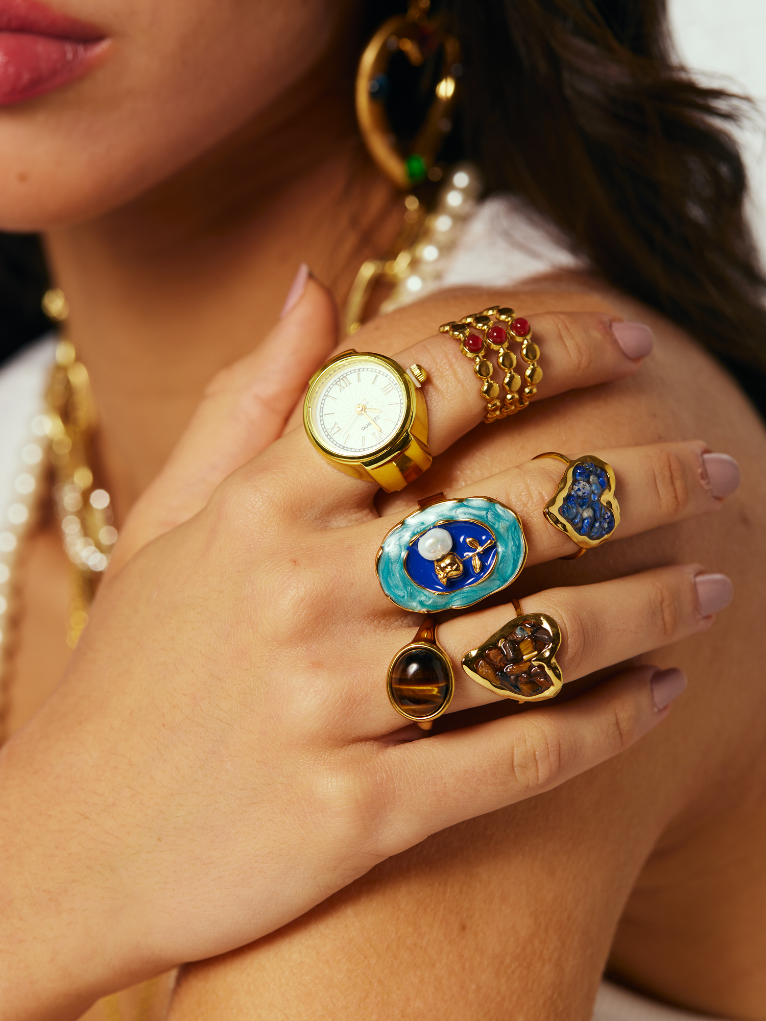 Chunky Tiger's Eye Golden Ring - Kuri Jewelry