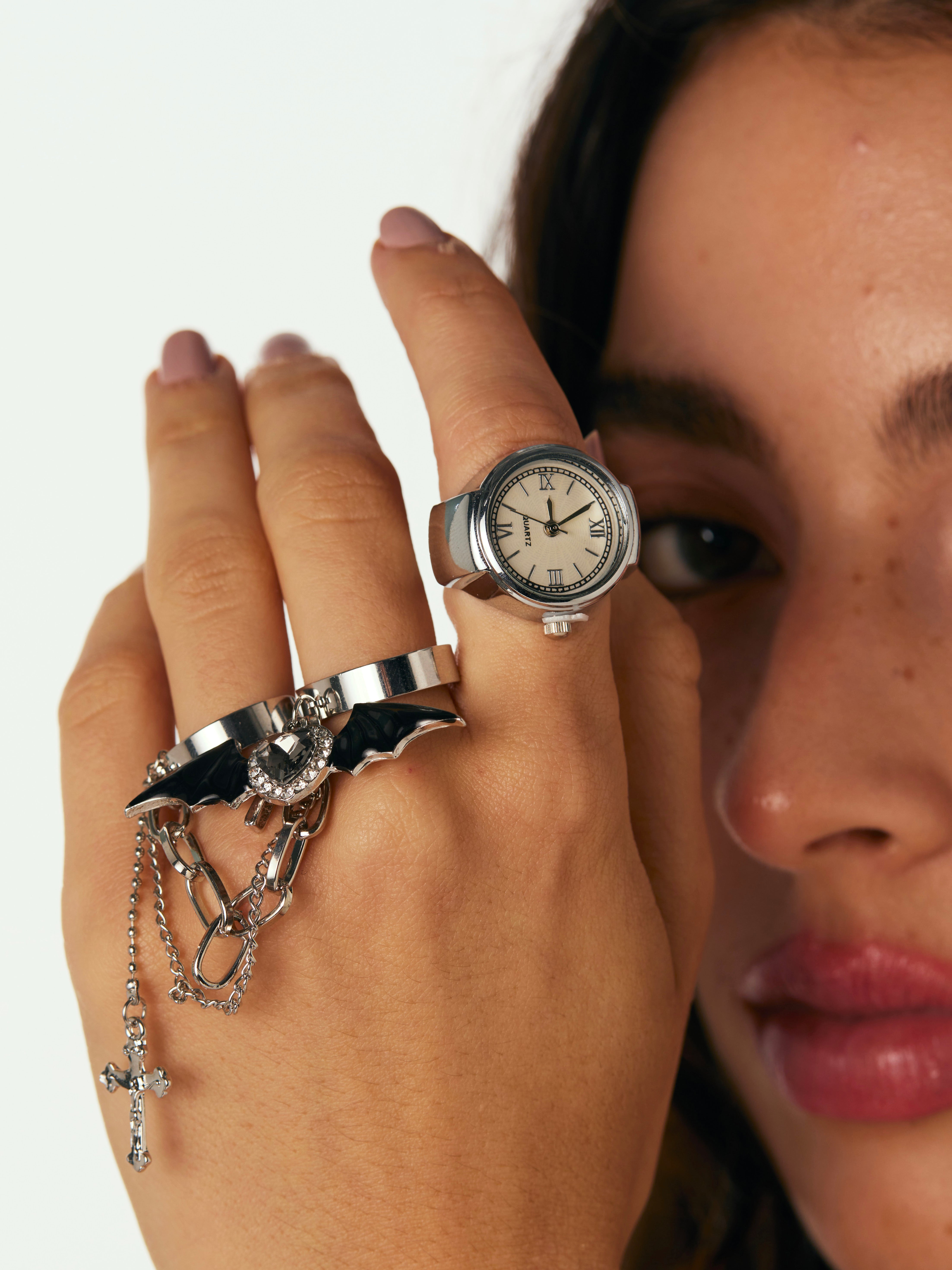 Goth Bat & Cross Ring
