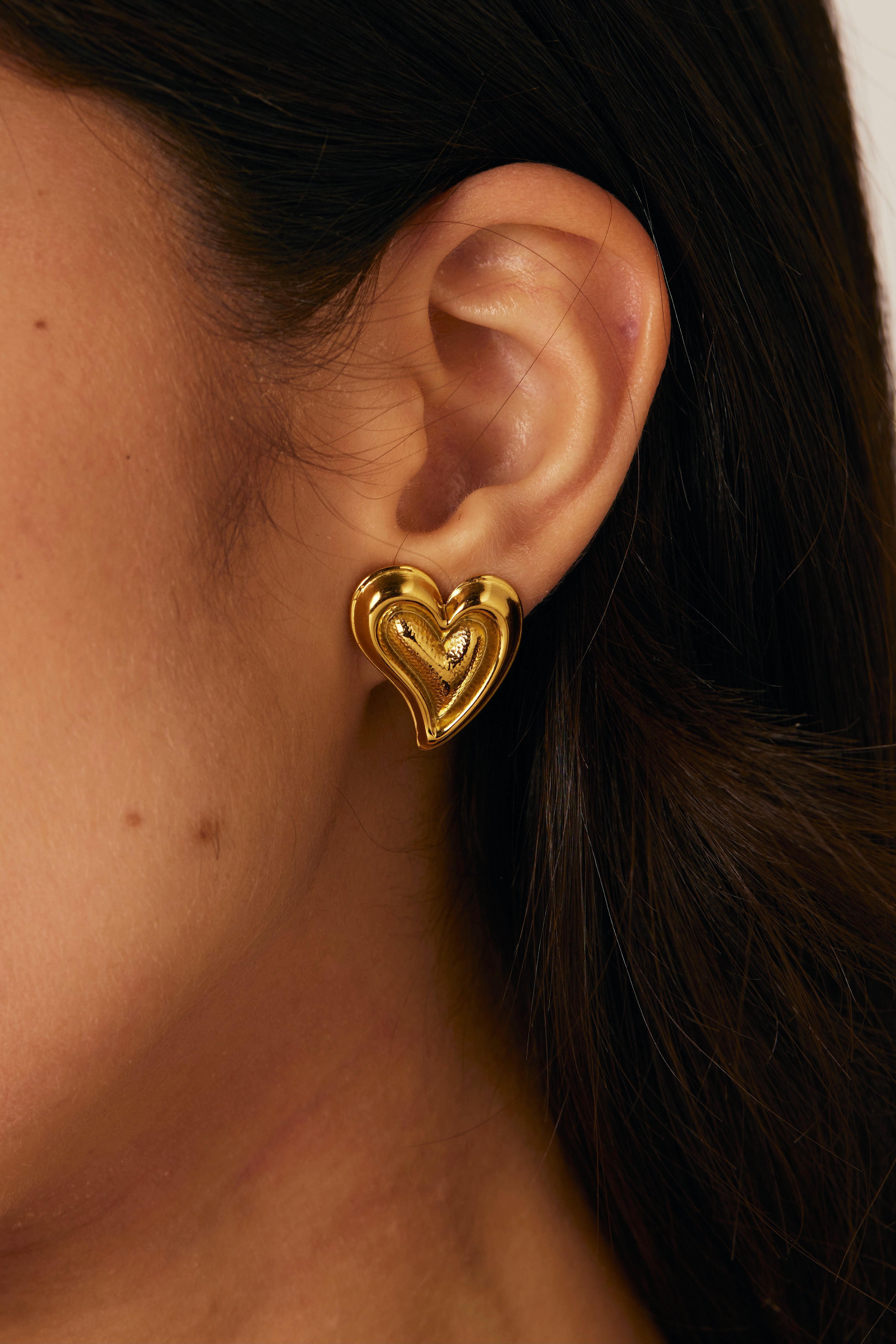 Winni Heart Golden Earring - Kuri Jewelry