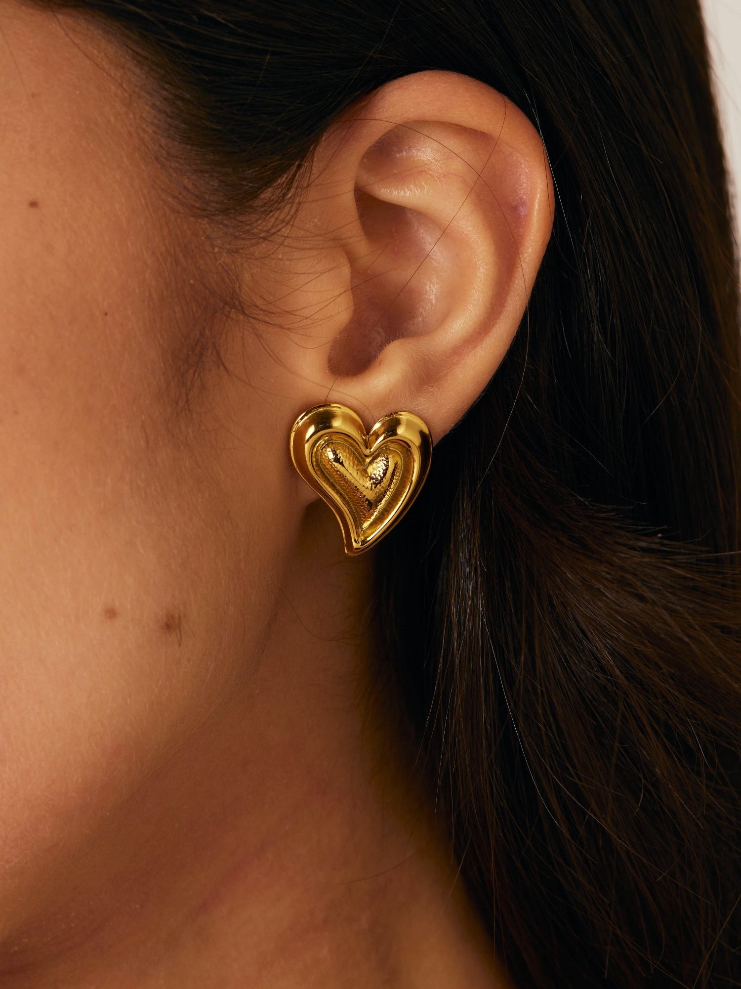 Winni Heart Golden Earring - Kuri Jewelry