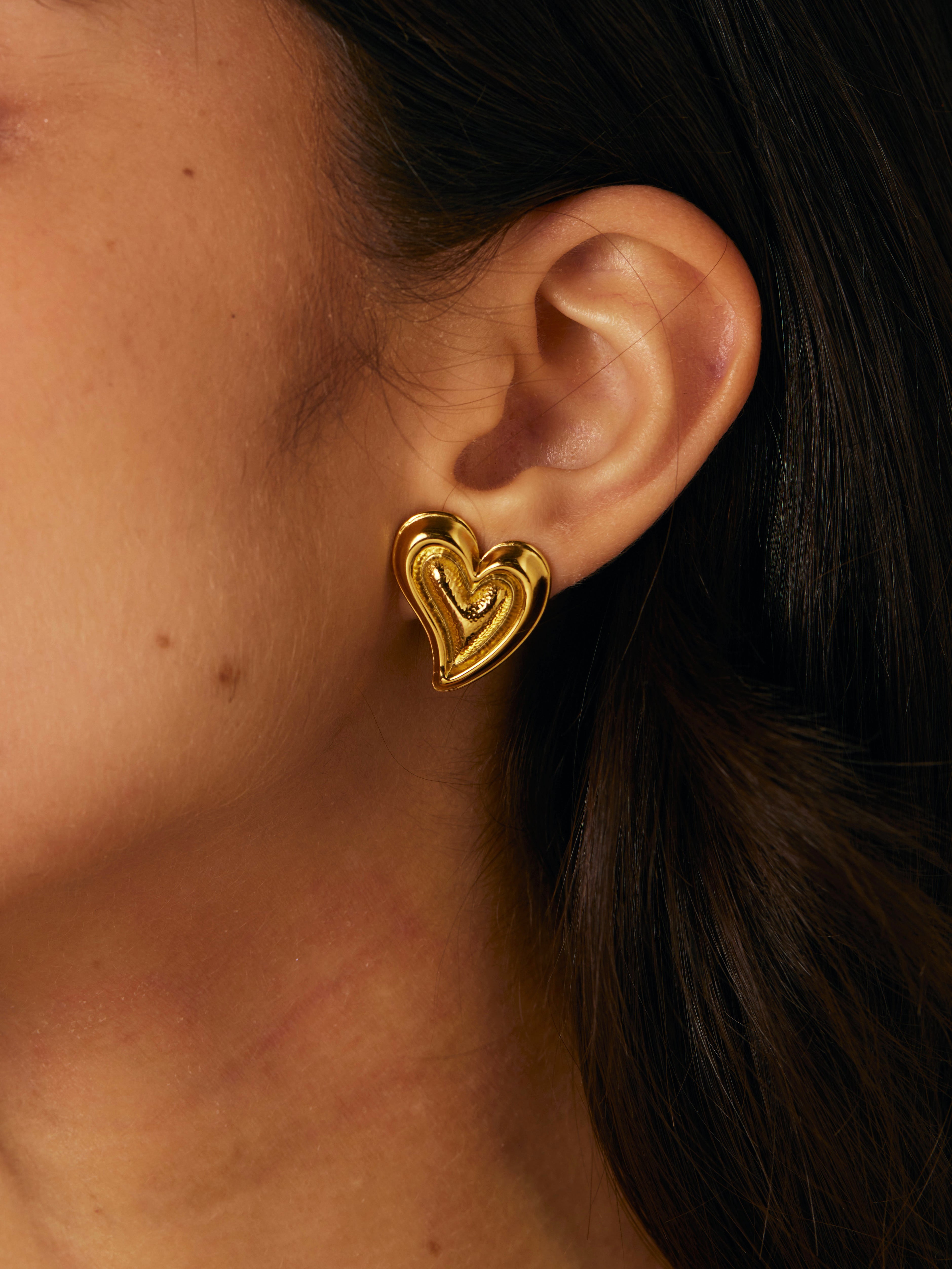 Winni Heart Golden Earring - Kuri Jewelry