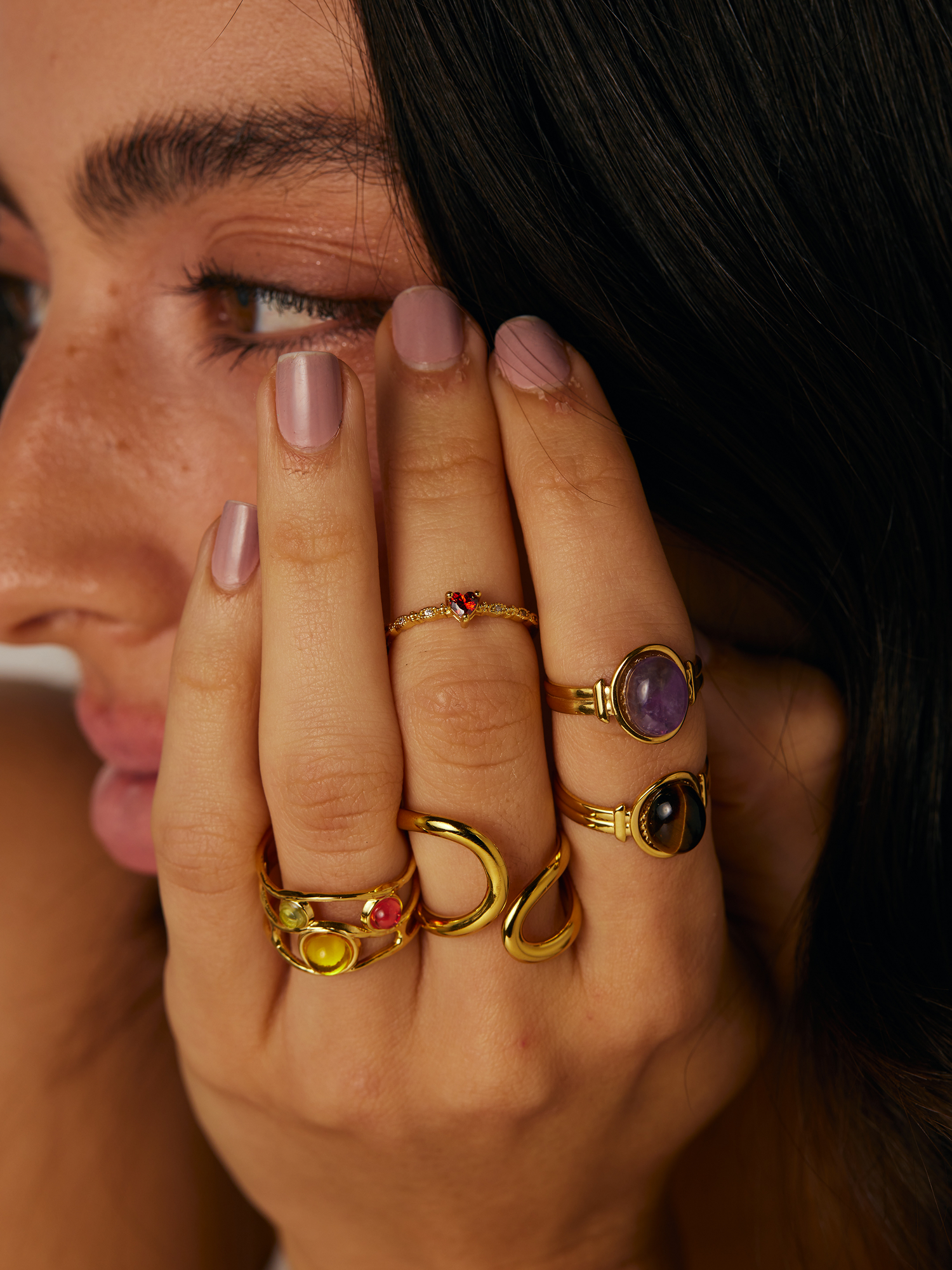 Damla Colored Stone Ring - Kuri Jewelry
