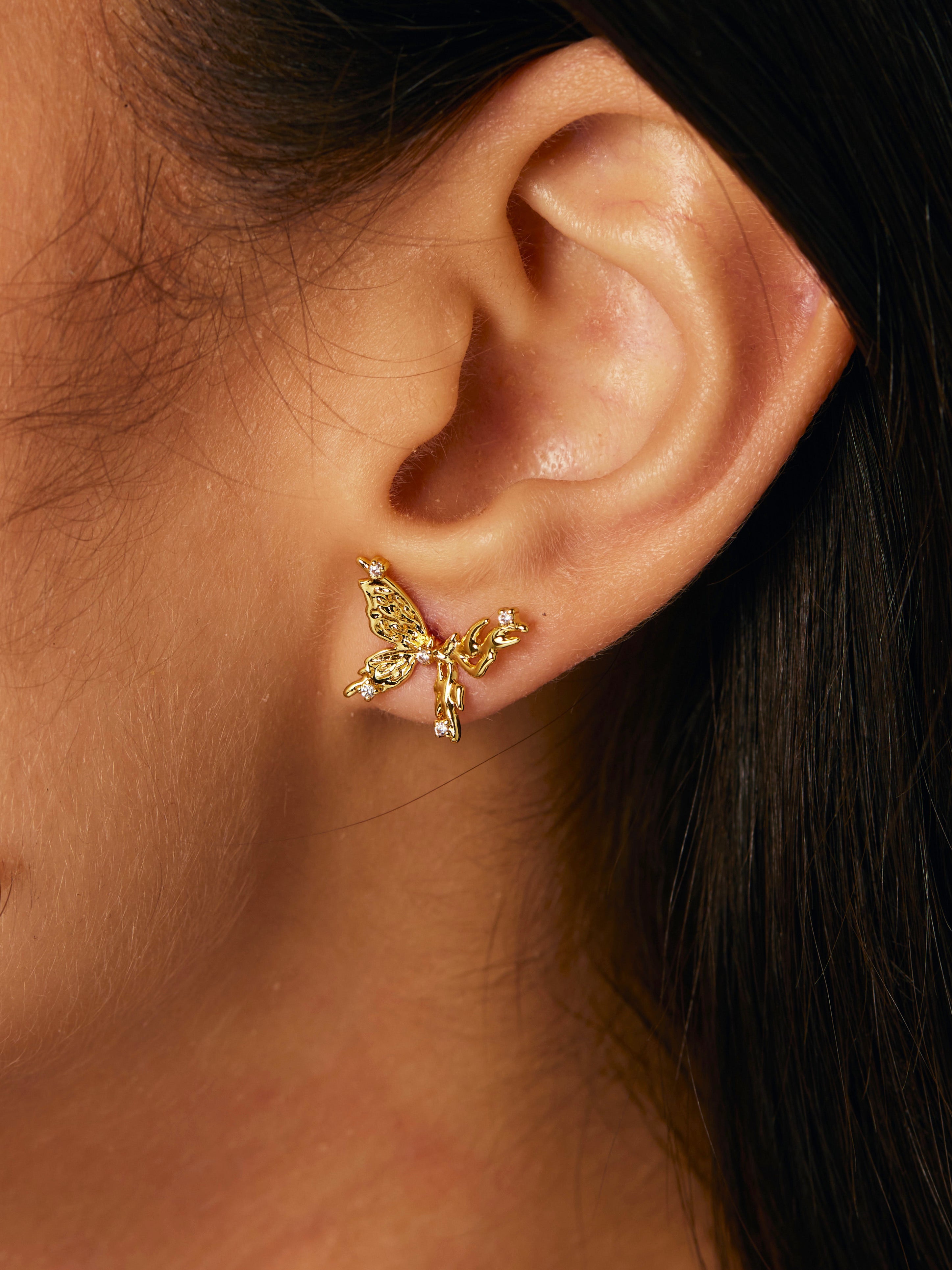 Stella Y2K Golden Butterfly Earrings - Kuri Jewelry