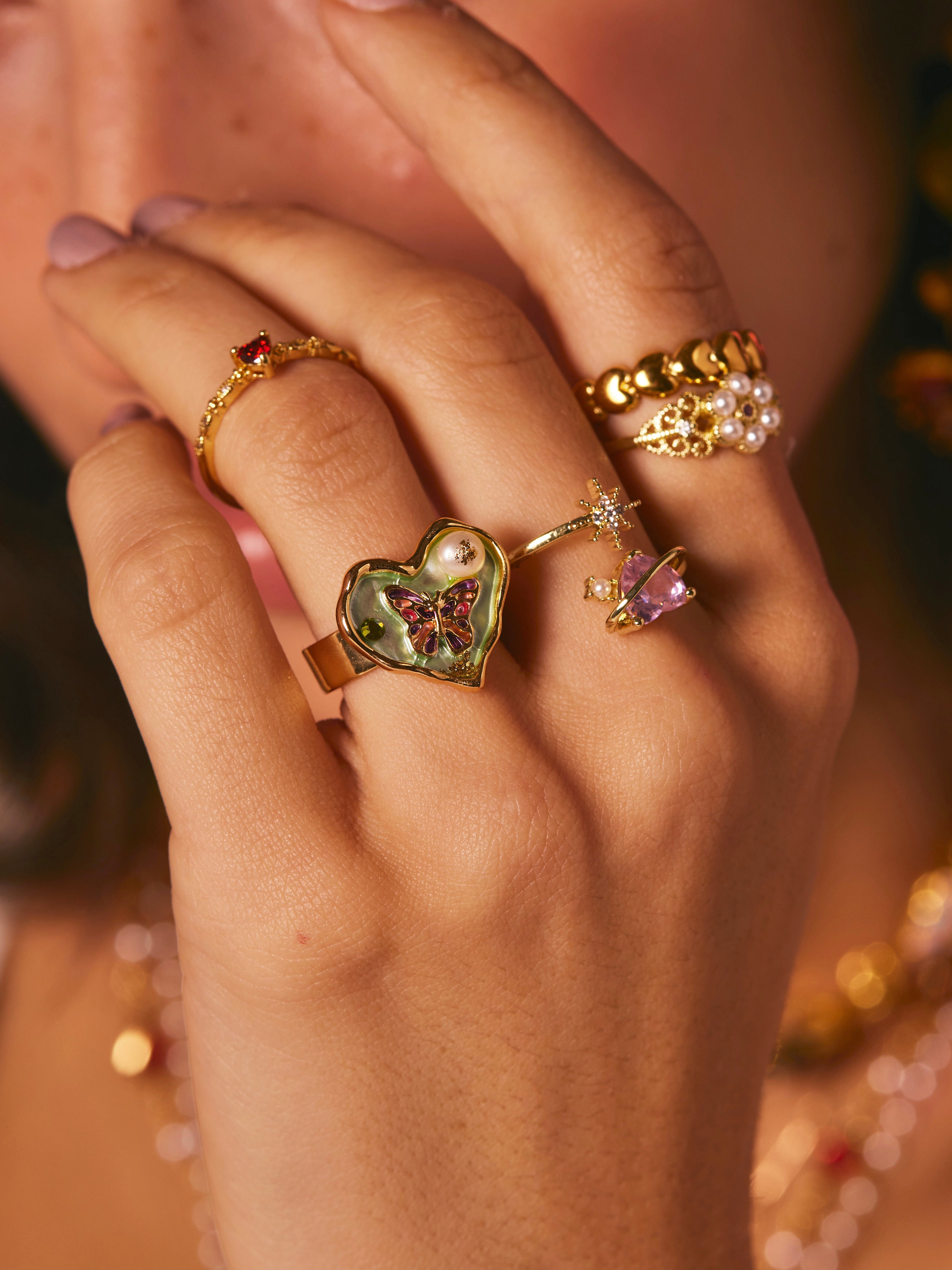 Griselda Butterfly Heart Ring