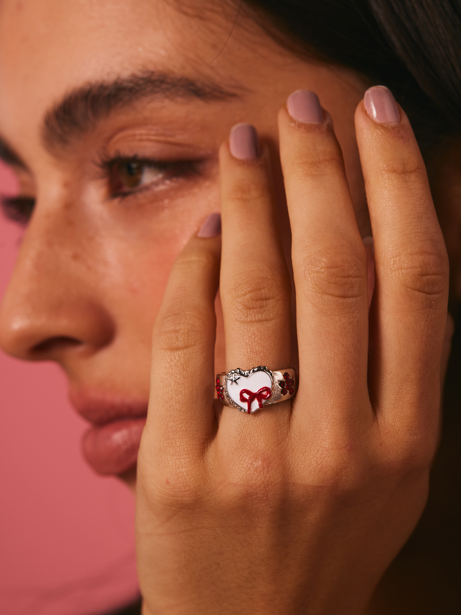 Chaya Bow Heart Silver Ring