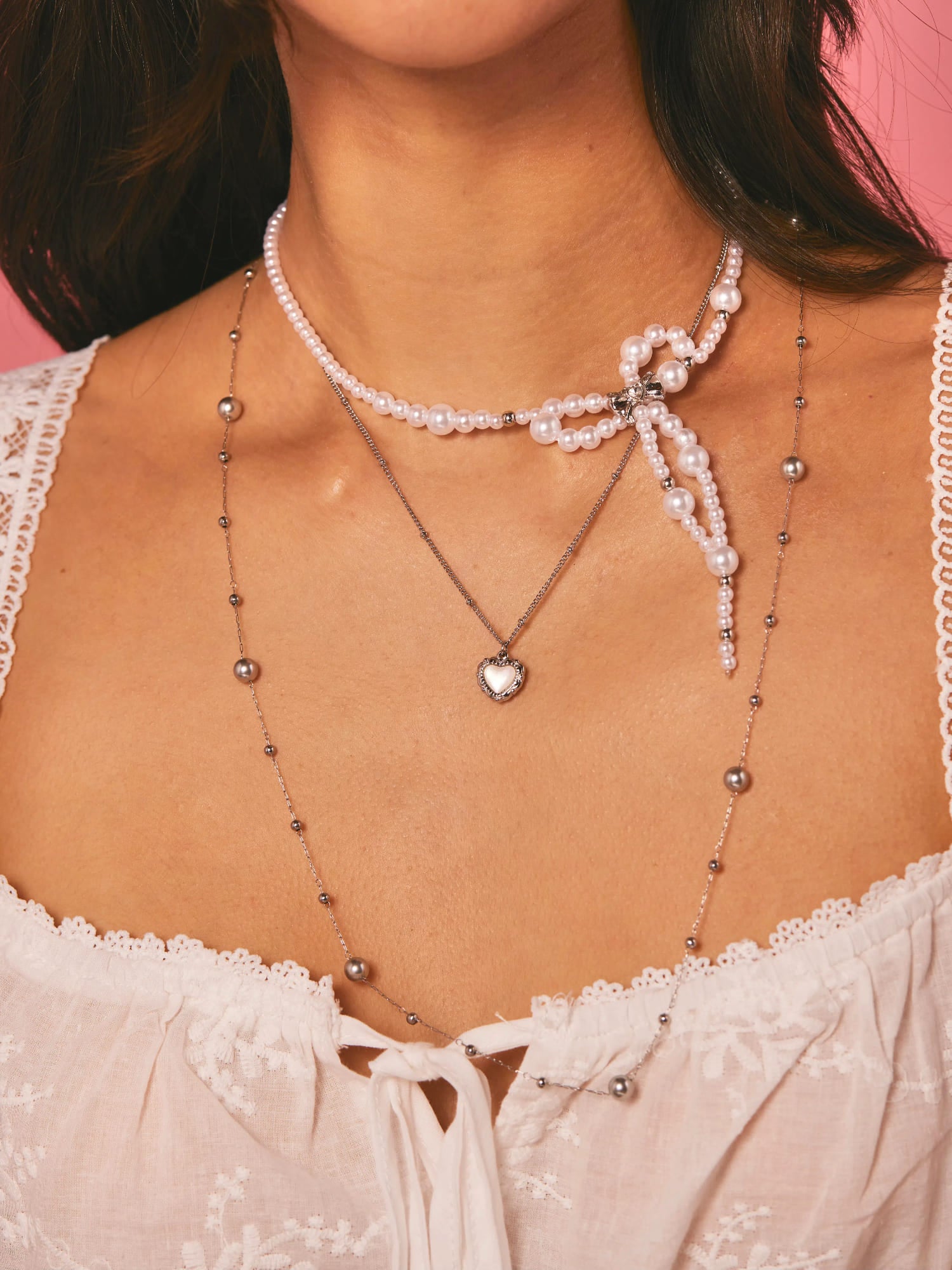 Alva Bow Pearl Necklace - Kuri Jewelry