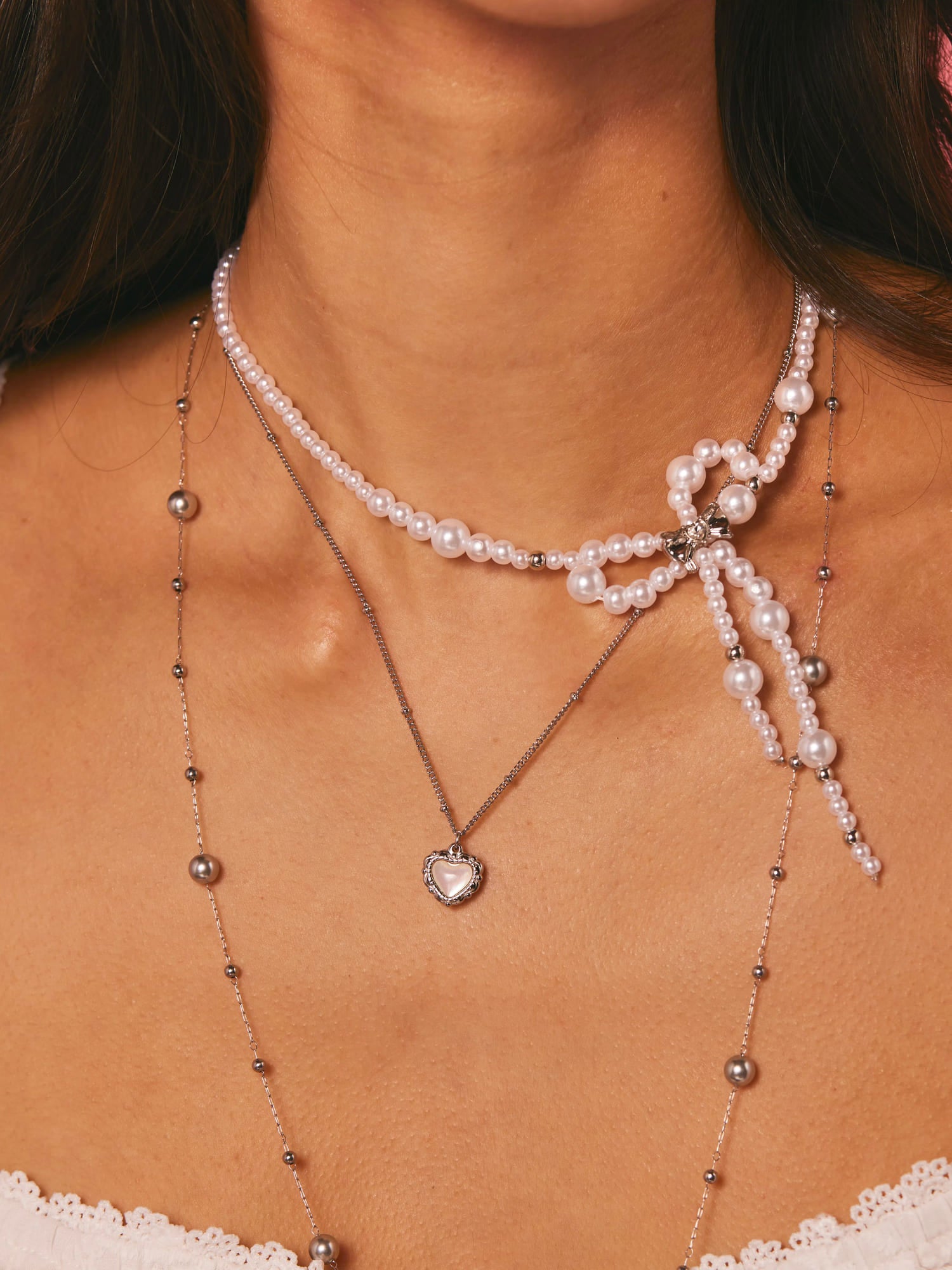 Alva Bow Pearl Necklace - Kuri Jewelry