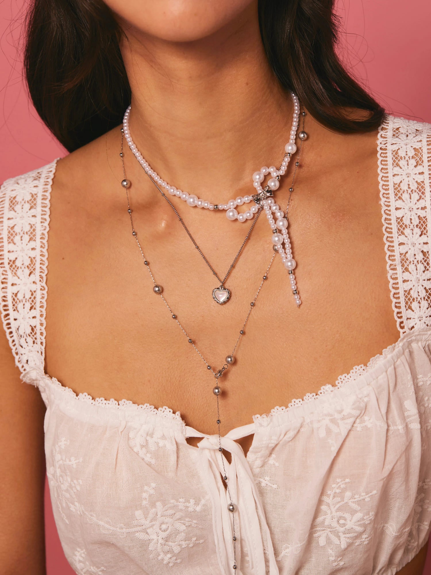 Alva Bow Pearl Necklace - Kuri Jewelry