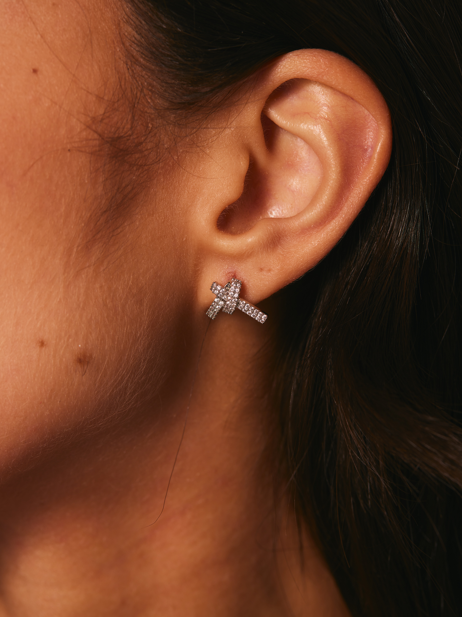 Glittering Love Knot Silver Earrings