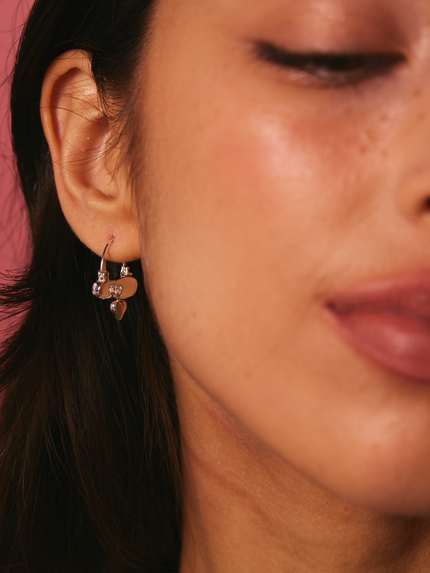 Ballerina Heart Silver Earrings