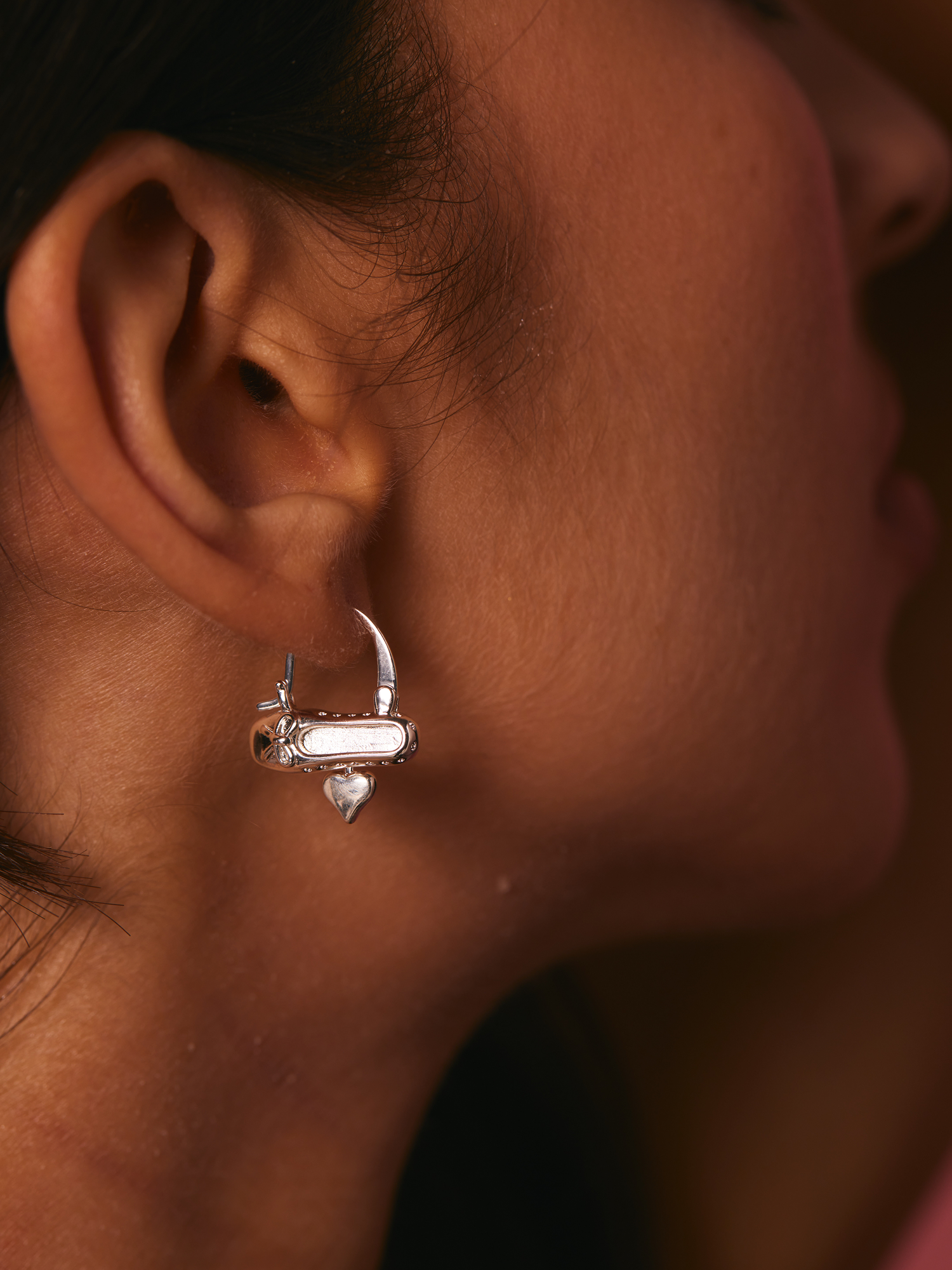 Ballerina Heart Silver Earrings