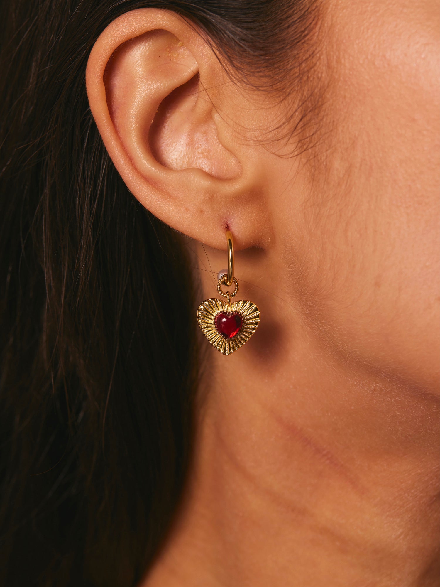 Madge Red Heart Earrings - Kuri Jewelry