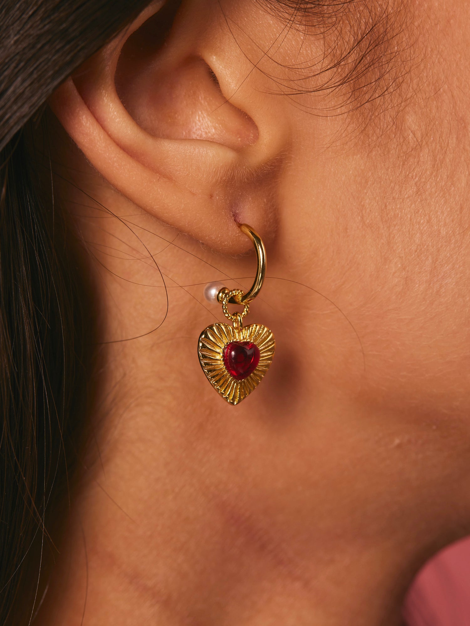 Madge Red Heart Earrings - Kuri Jewelry