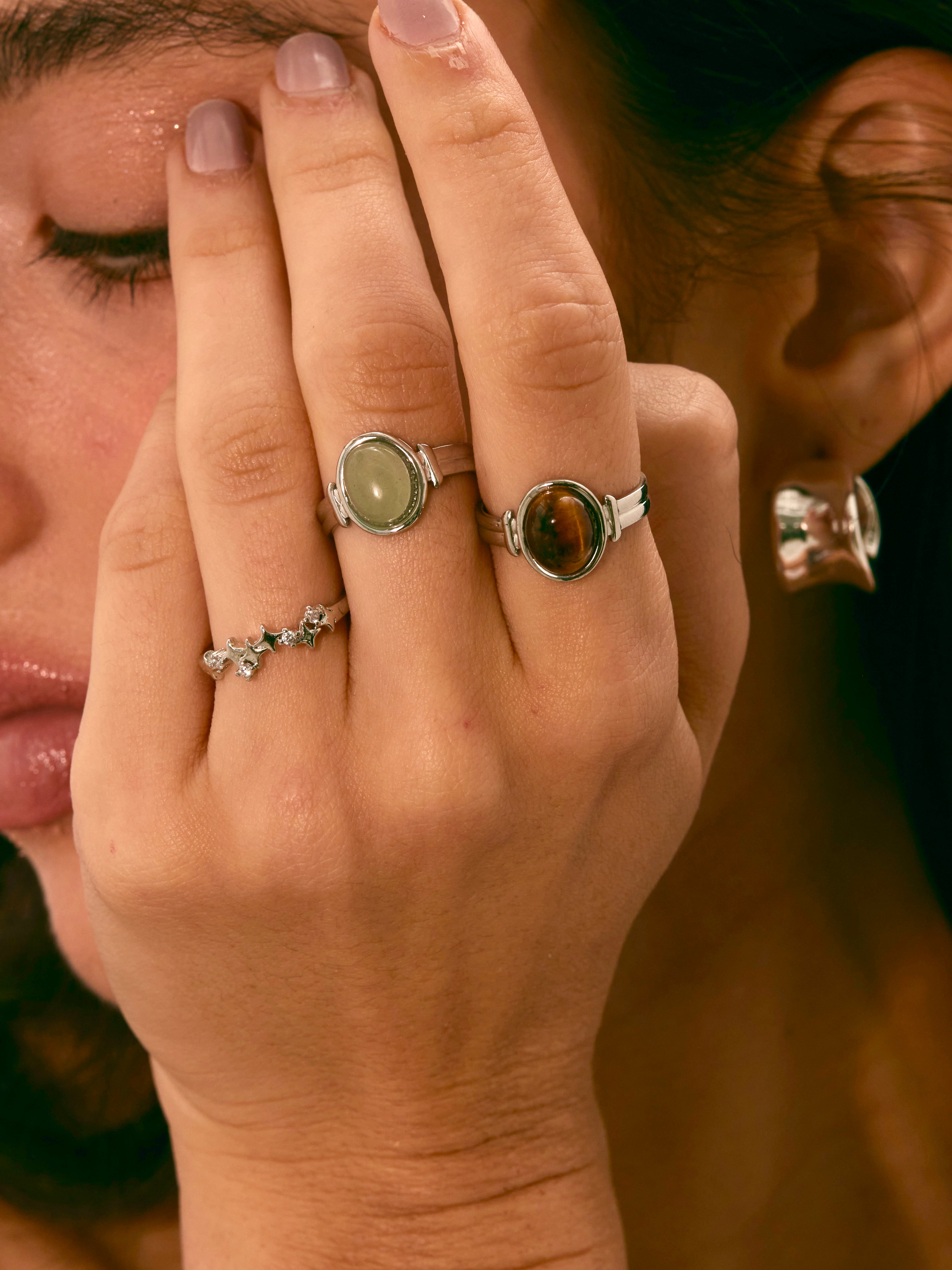 Hilary Green Stone Silver Ring - Kuri Jewelry