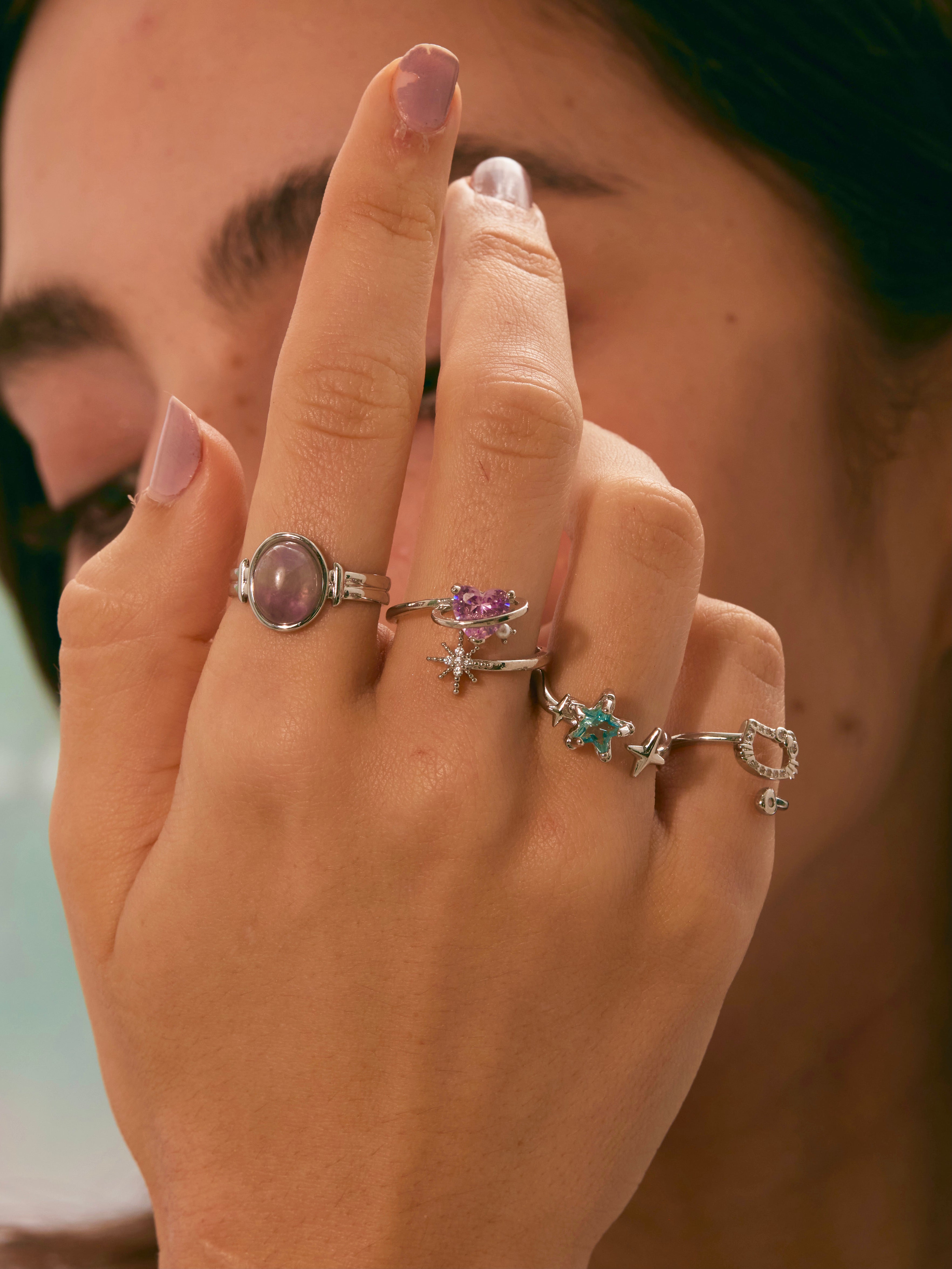 Janice Purple Stone Silver Ring - Kuri Jewelry