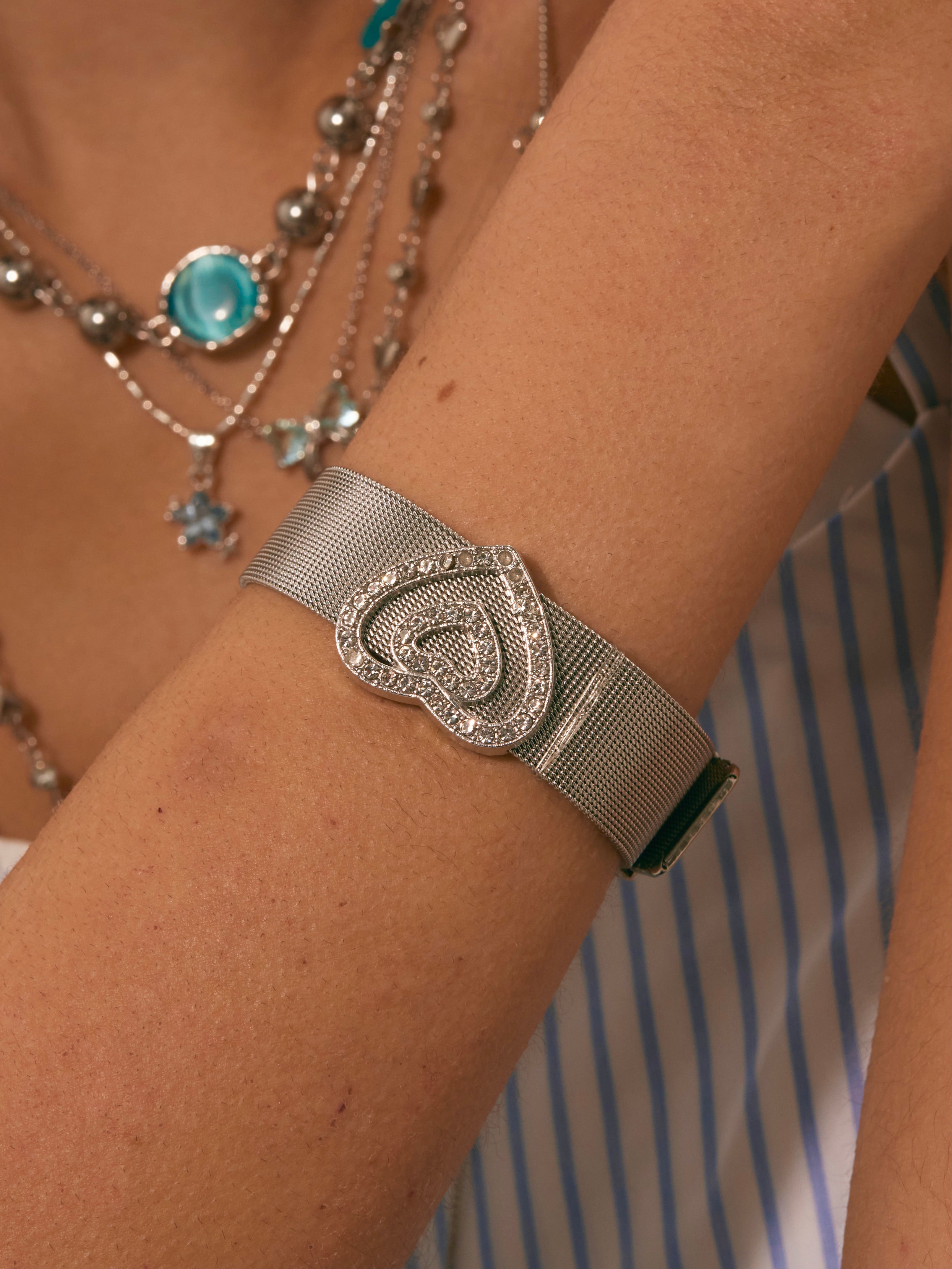 Alisa Silver Y2K Hearts Bracelet