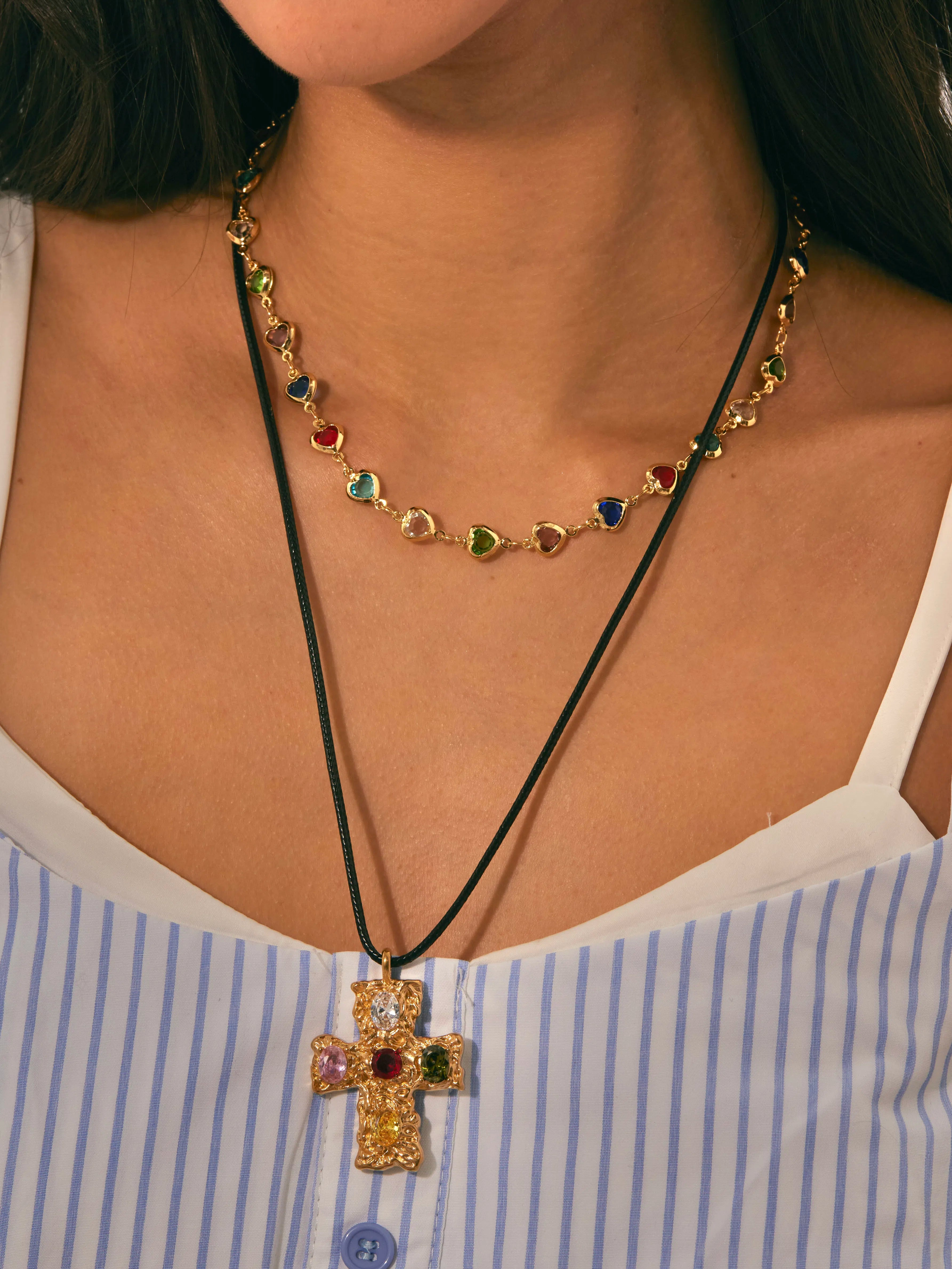 Margaret Colorful Hearts Necklace - Kuri Jewelry