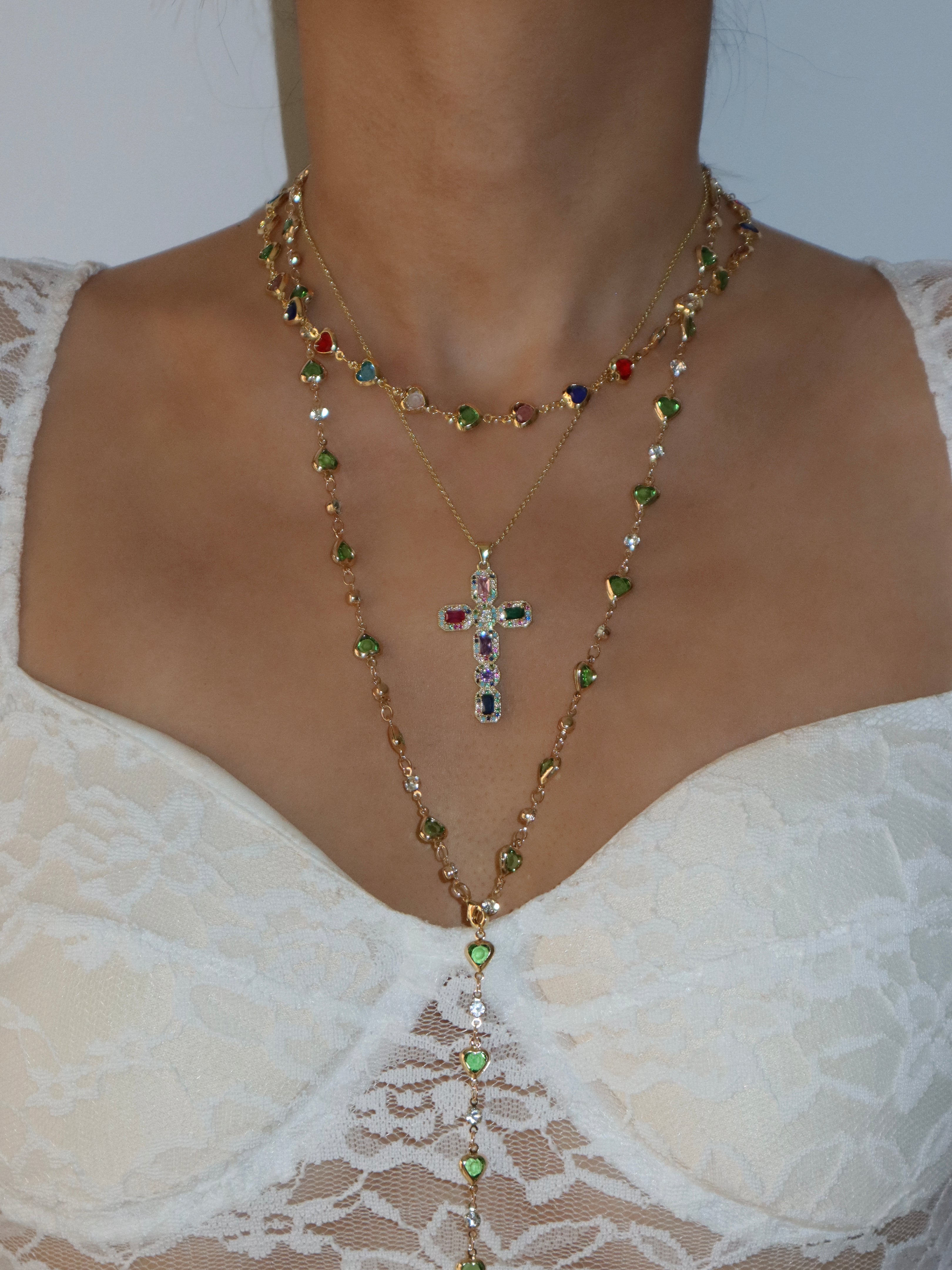 Coral Colorful Cross Necklace - Kuri Jewelry