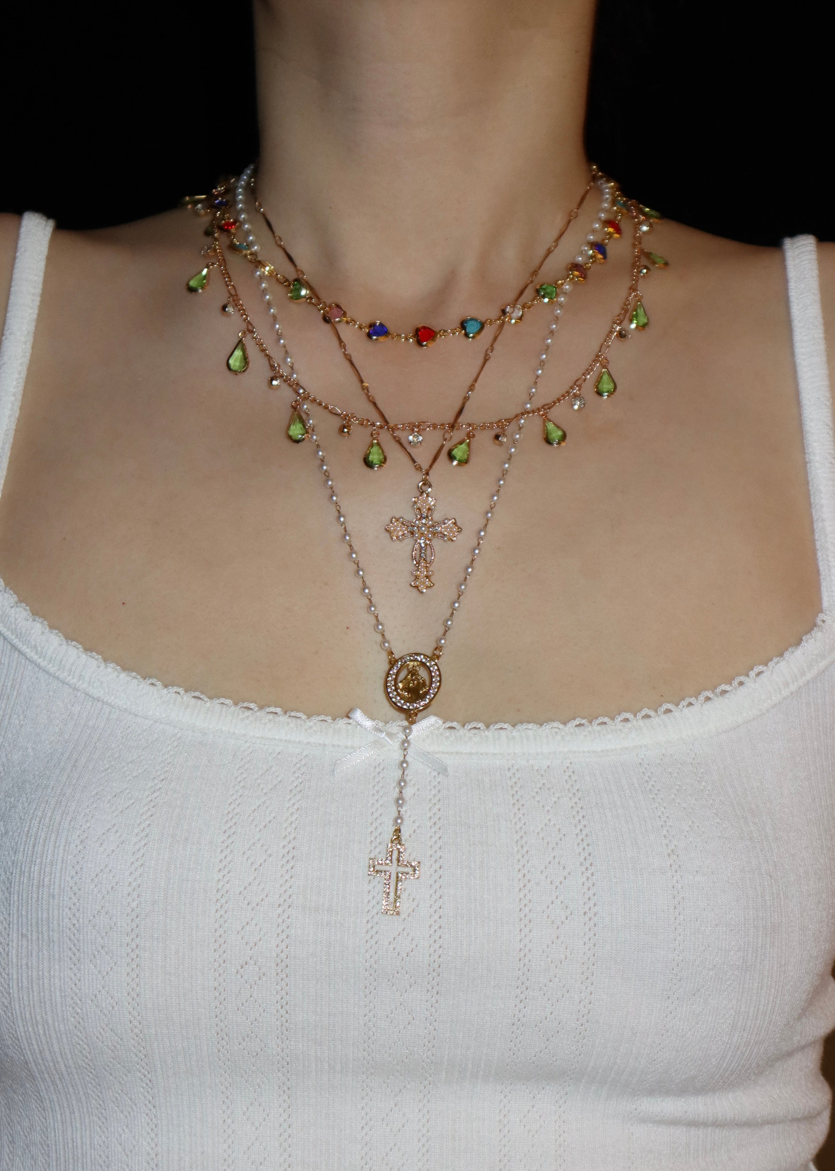 Margaret Colorful Hearts Necklace - Kuri Jewelry