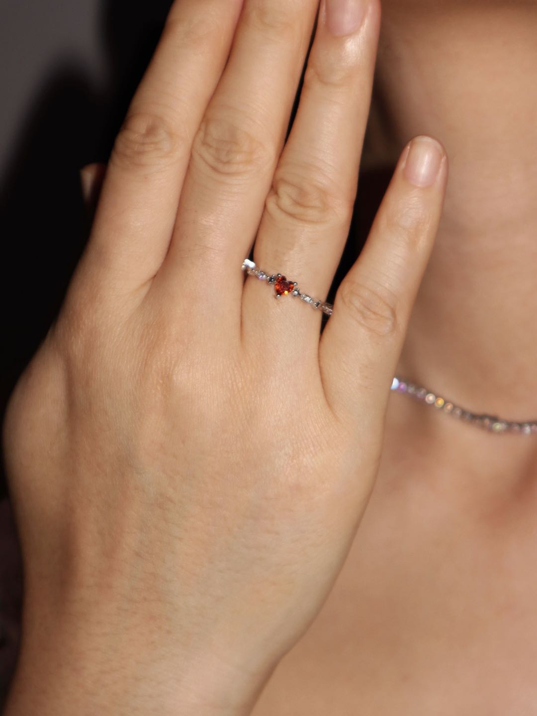 Ivy Red Heart Ring - Kuri Jewelry