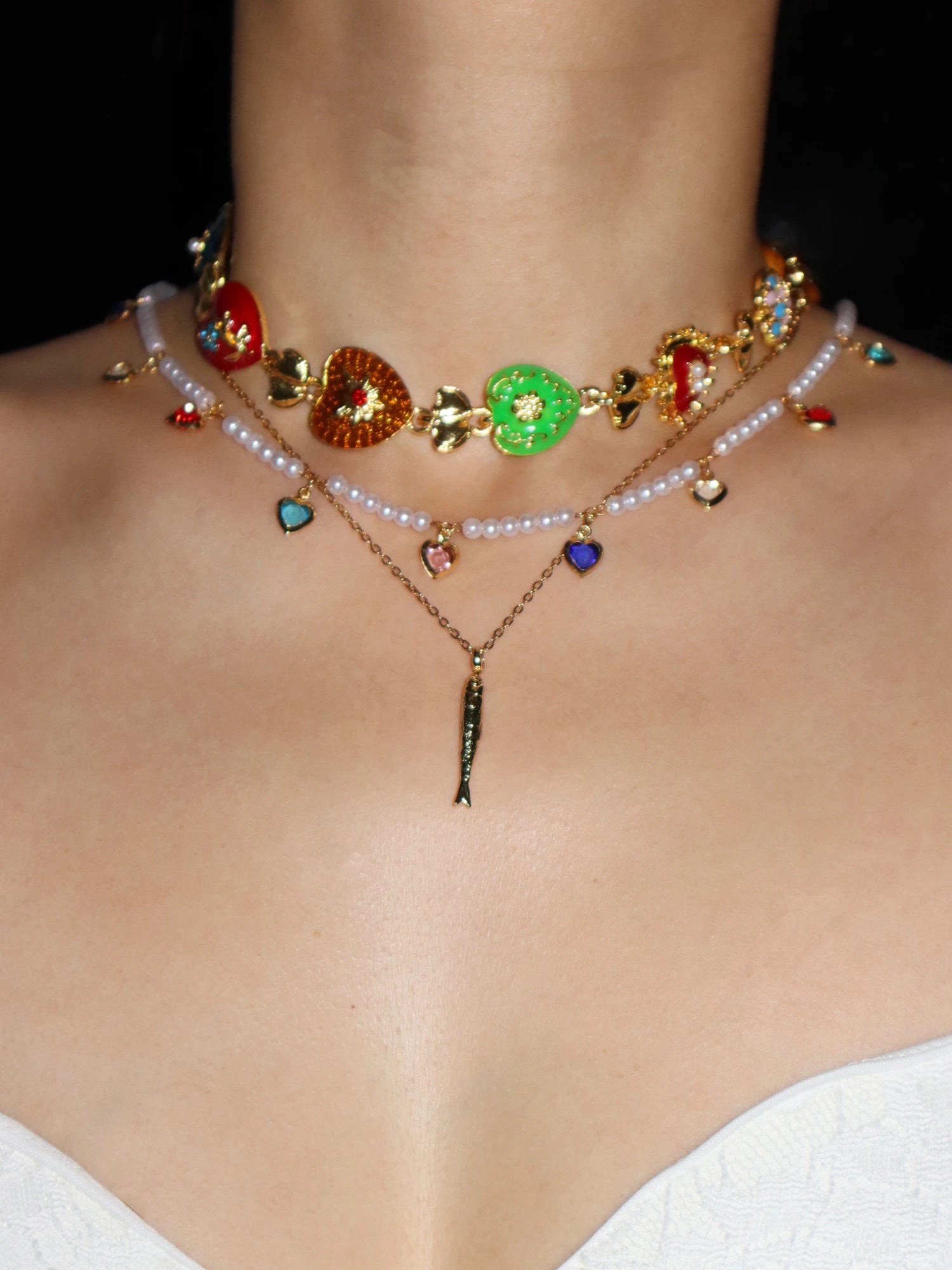 Jolie Colorful Pearl Necklace