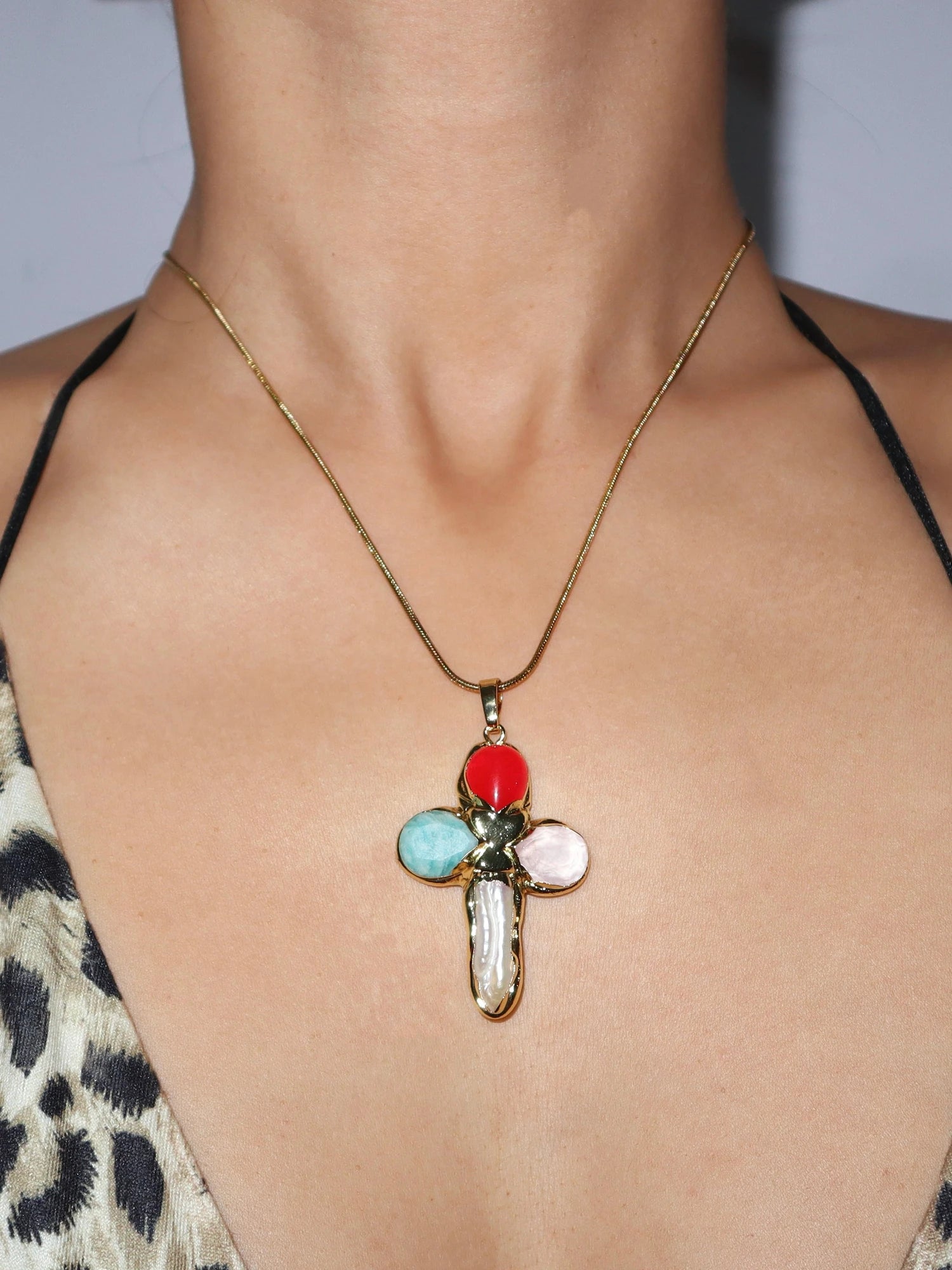 Dolores Colored Cross Necklace