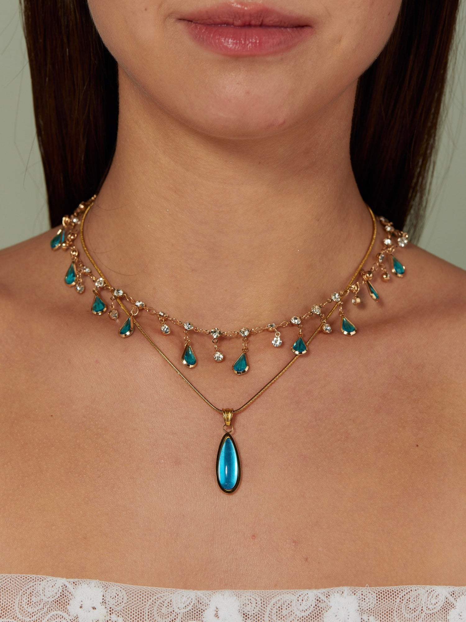 Alberta Blue Waterdrop Necklace - Kuri Jewelry