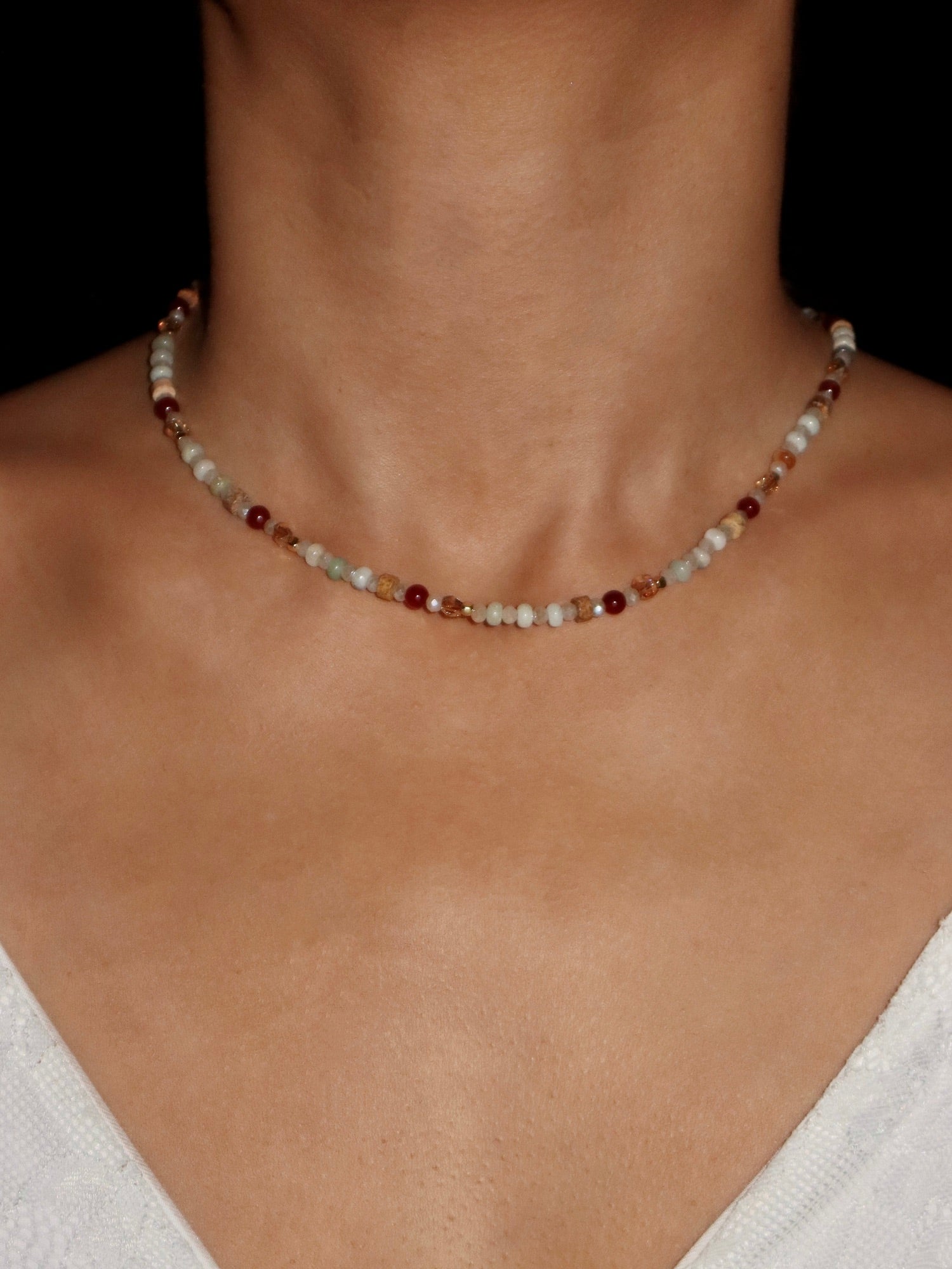 Alva Natural Stone Colorful Beaded Necklace