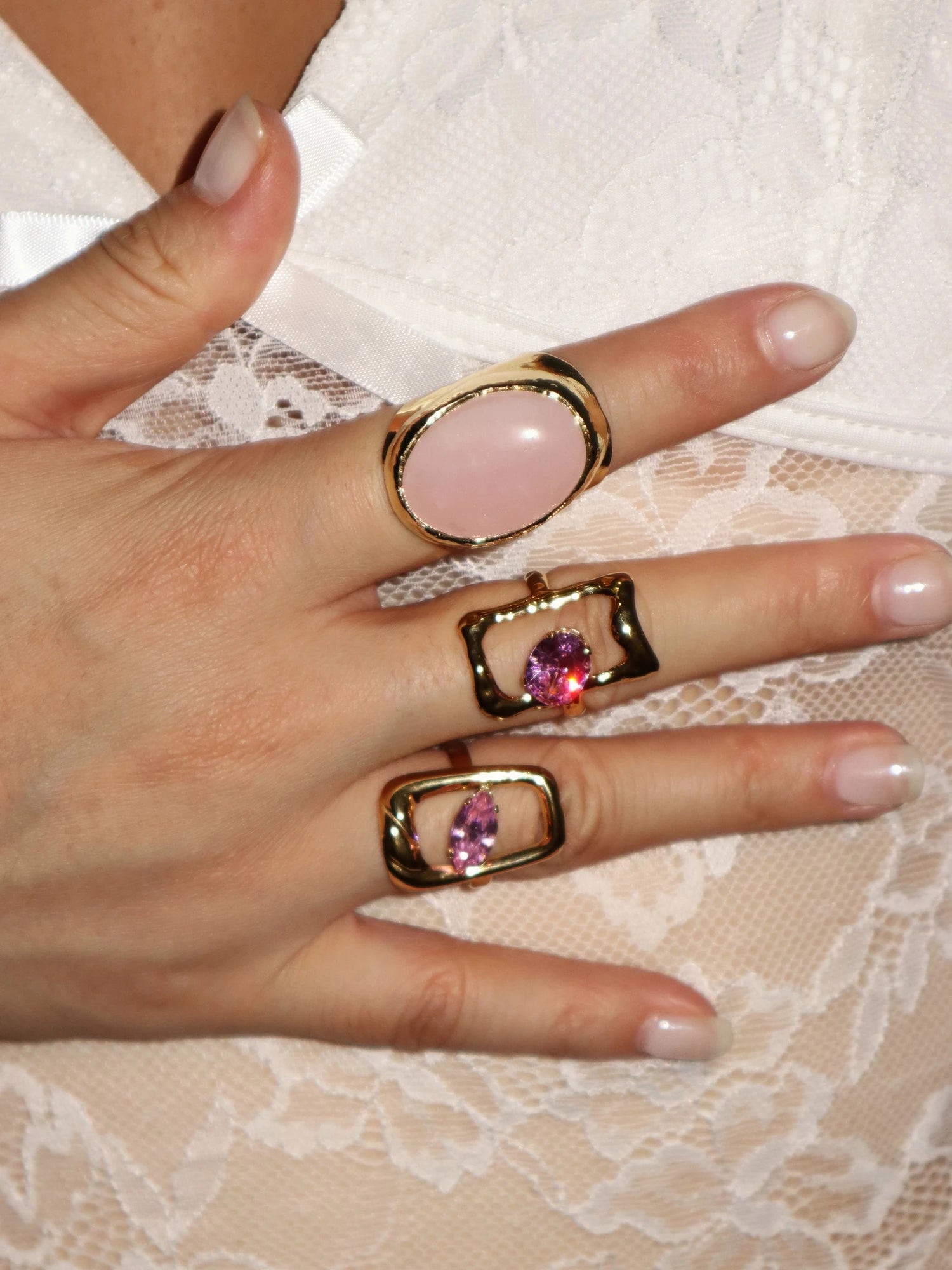 Jamie Pink Zircon Frame Ring I