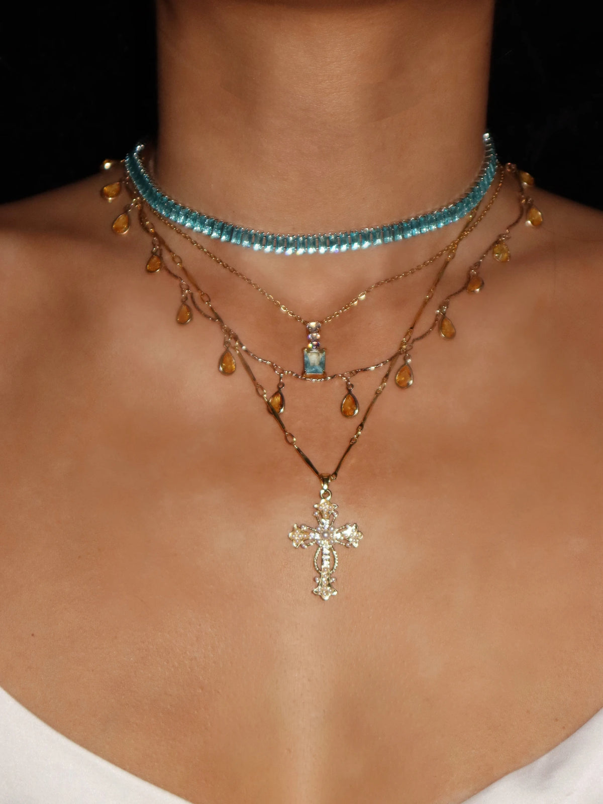 Teresa Purple & Blue Crystal Necklace